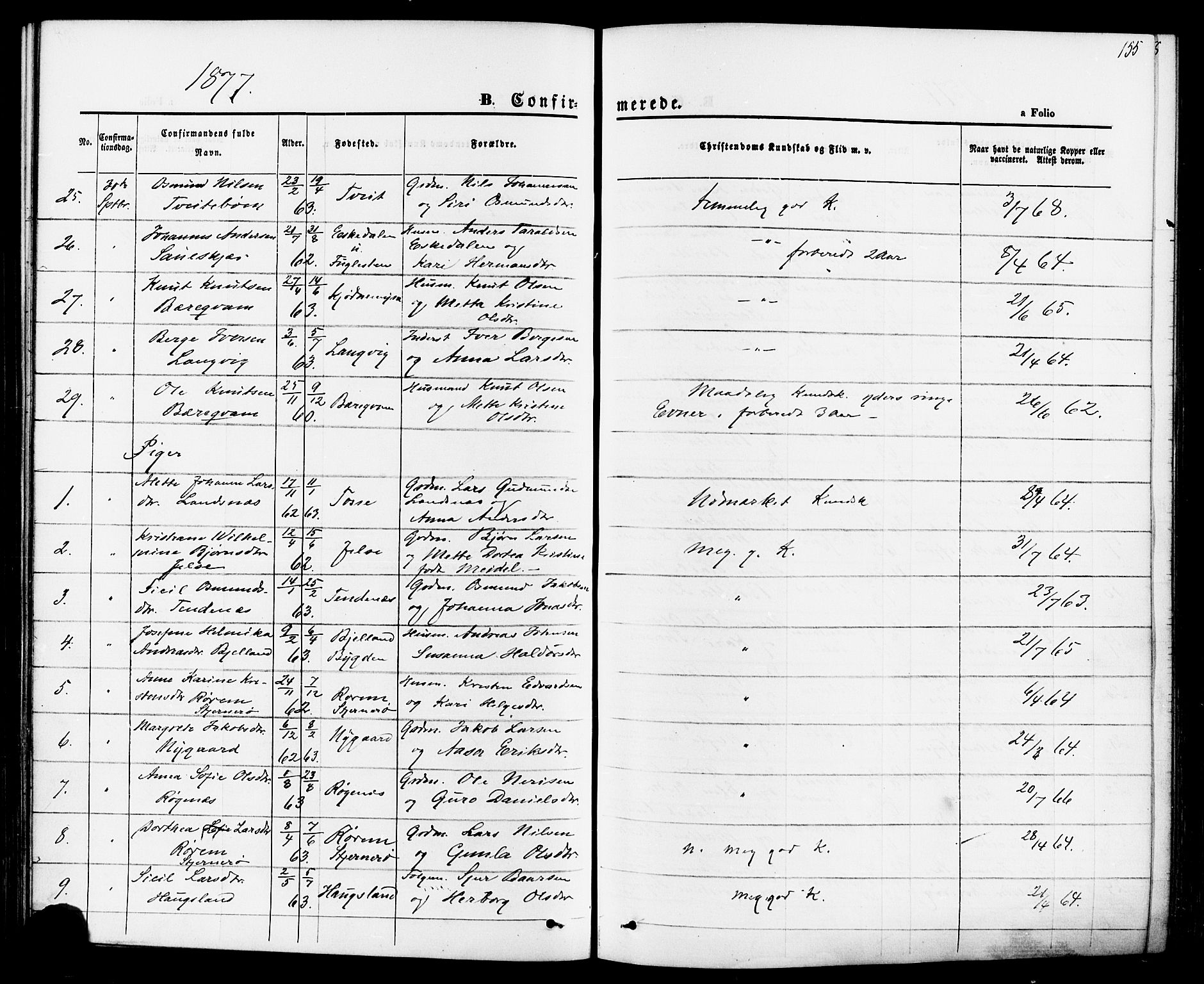 Jelsa sokneprestkontor, AV/SAST-A-101842/01/IV: Parish register (official) no. A 8, 1867-1883, p. 155