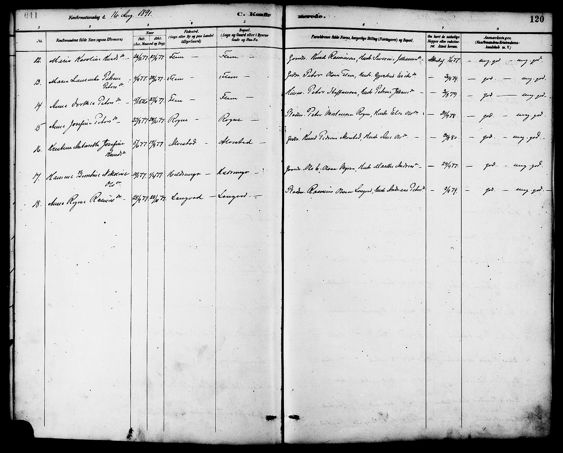 Ministerialprotokoller, klokkerbøker og fødselsregistre - Møre og Romsdal, AV/SAT-A-1454/536/L0501: Parish register (official) no. 536A10, 1884-1896, p. 120