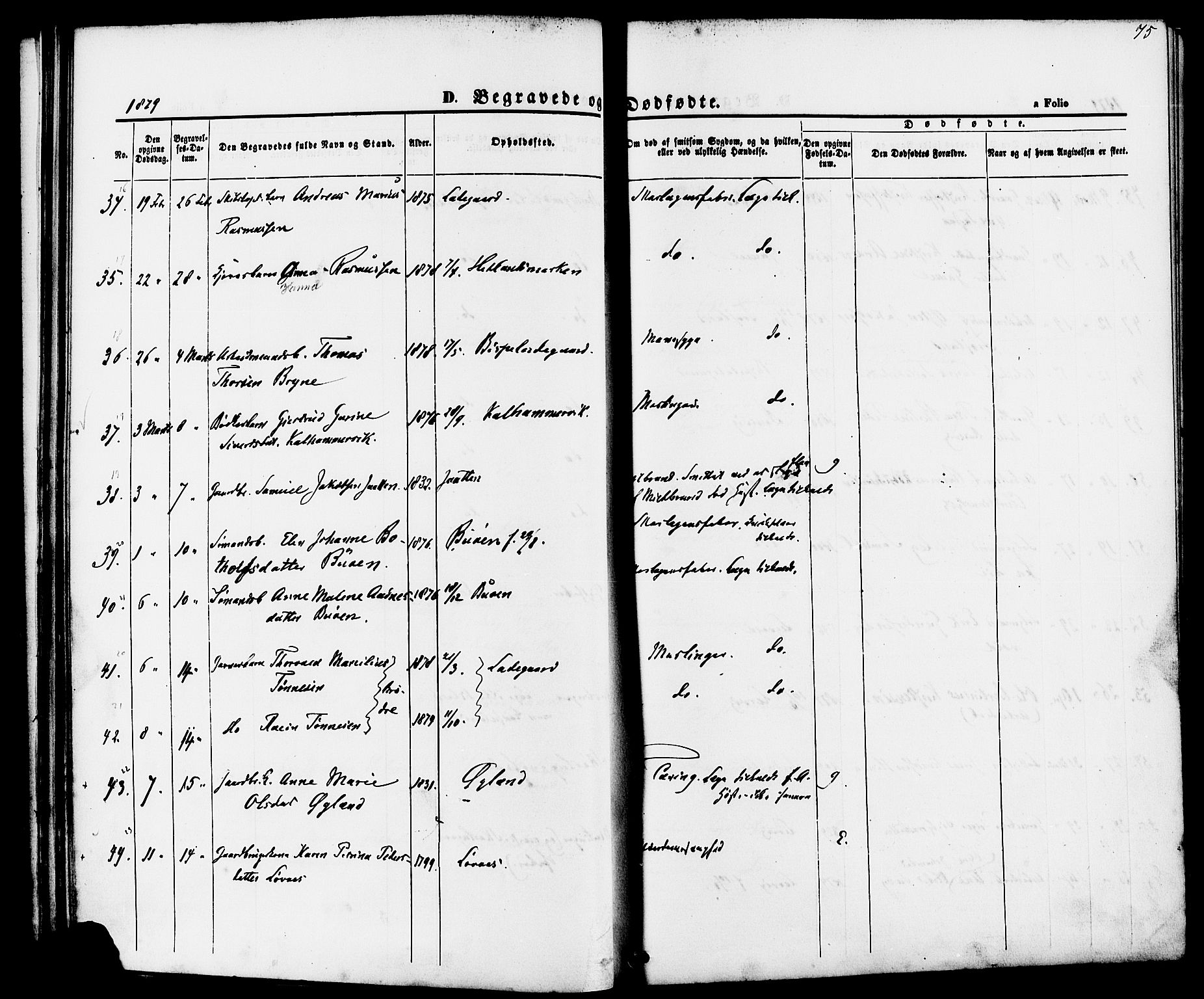 Hetland sokneprestkontor, AV/SAST-A-101826/30/30BA/L0006: Parish register (official) no. A 6, 1869-1884, p. 75