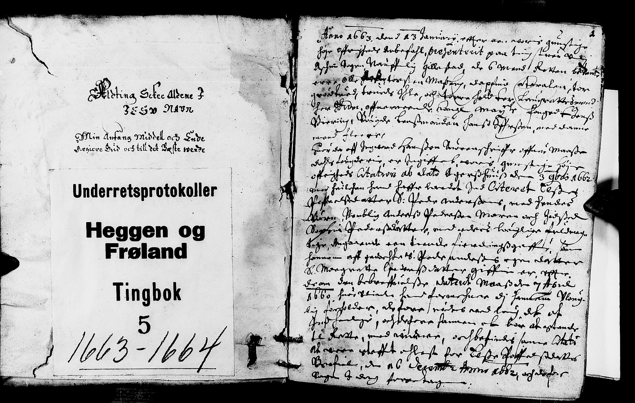 Heggen og Frøland sorenskriveri I, AV/SAO-A-11556/F/Fb/L0005: Tingbok, 1663-1664, p. 0b-1a