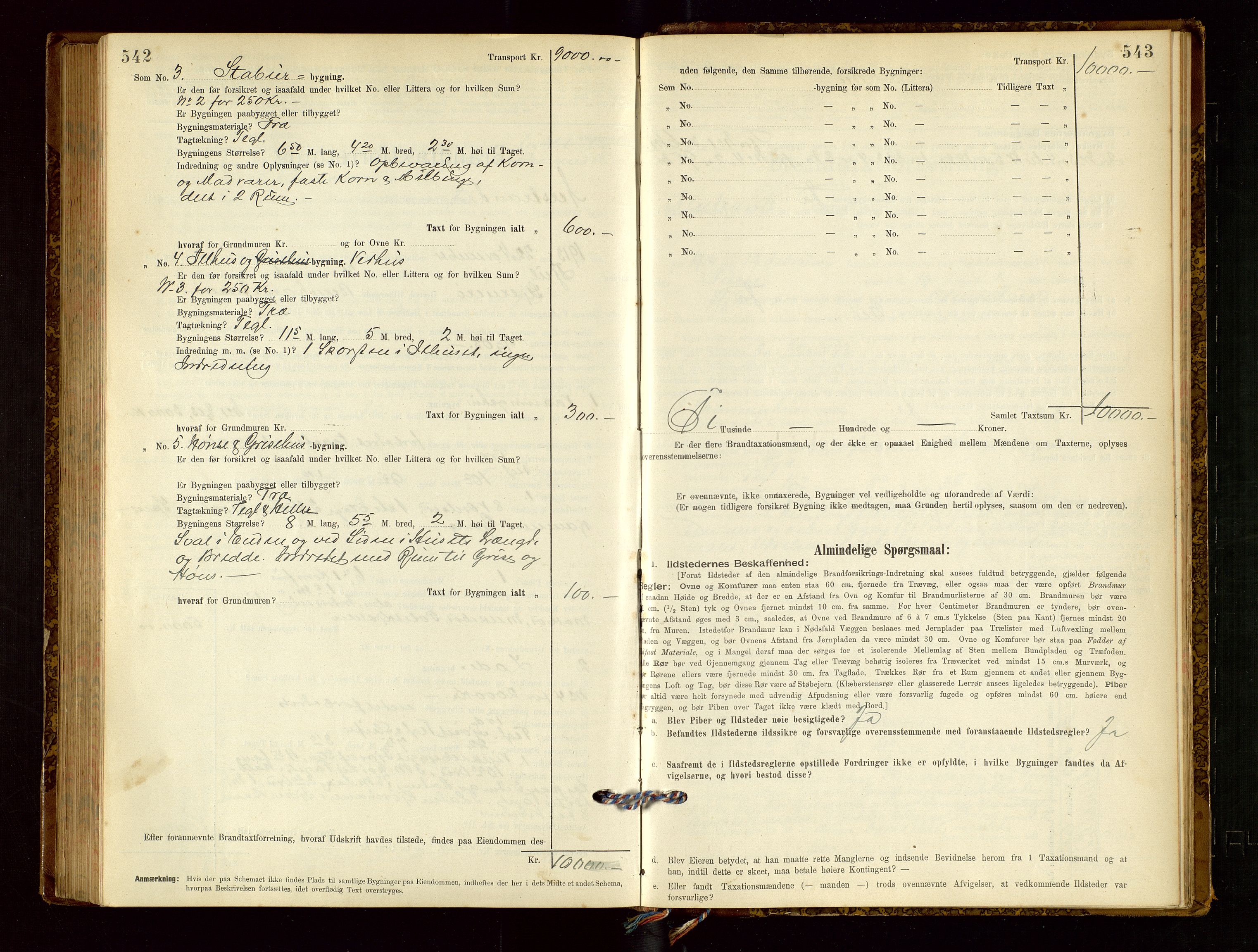 Nedstrand lensmannskontor, AV/SAST-A-100236/Gob/L0001: "Brandtaxationsprotokol for Nerstrand Lensmandsdistrikt Ryfylke fogderi", 1895-1915, p. 542-543