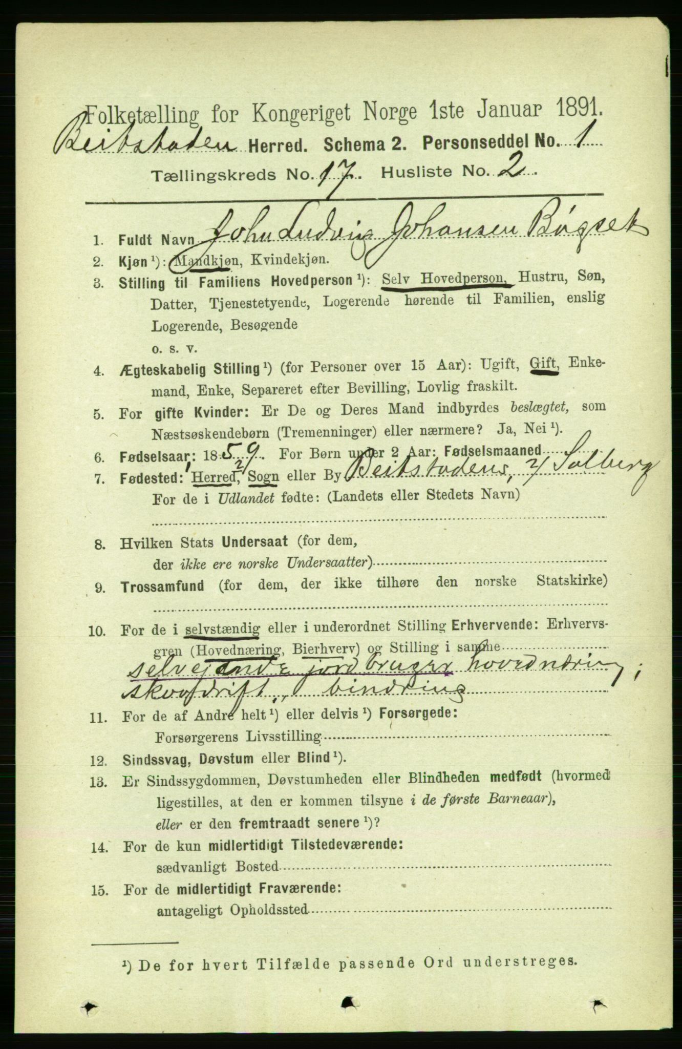 RA, 1891 census for 1727 Beitstad, 1891, p. 4367