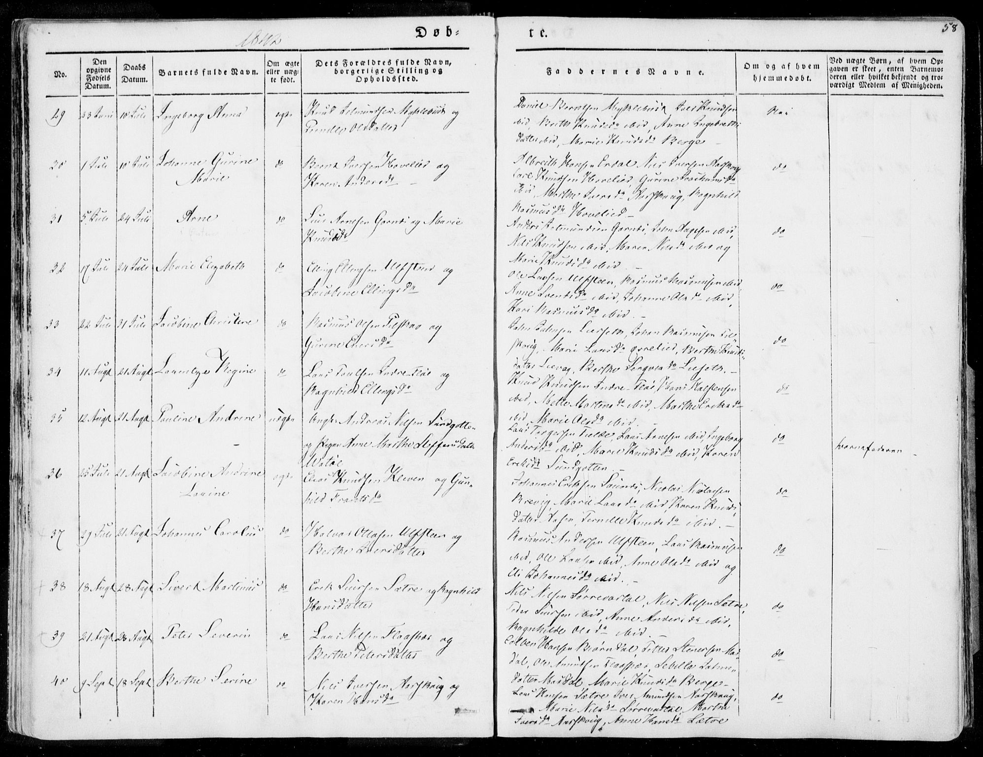 Ministerialprotokoller, klokkerbøker og fødselsregistre - Møre og Romsdal, SAT/A-1454/509/L0104: Parish register (official) no. 509A02, 1833-1847, p. 58