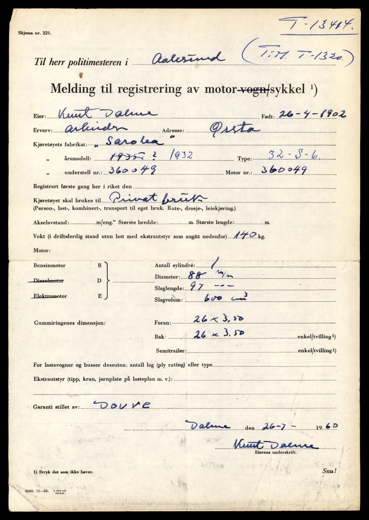 Møre og Romsdal vegkontor - Ålesund trafikkstasjon, AV/SAT-A-4099/F/Fe/L0039: Registreringskort for kjøretøy T 13361 - T 13530, 1927-1998, p. 917