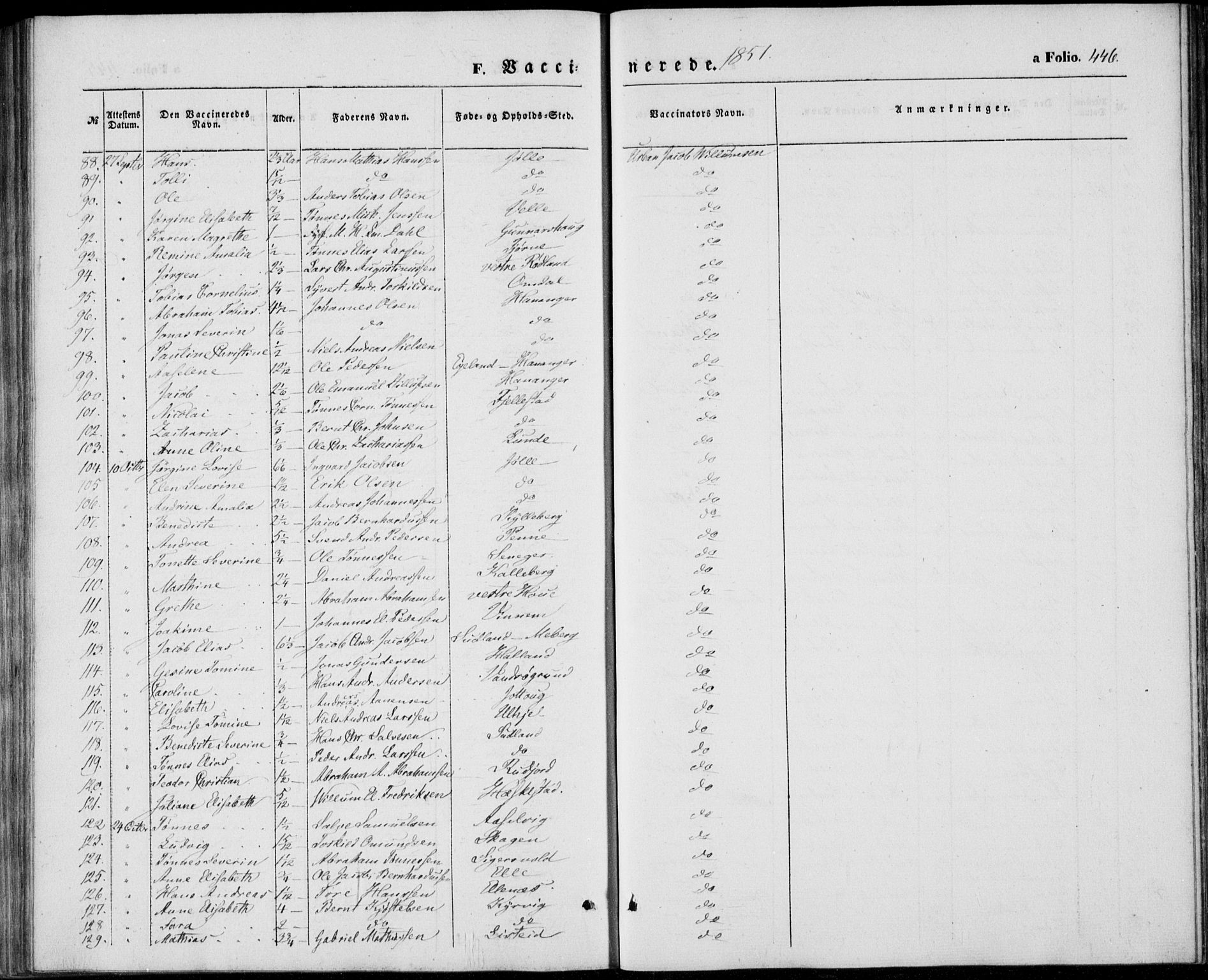 Lista sokneprestkontor, AV/SAK-1111-0027/F/Fb/L0002: Parish register (copy) no. B 2, 1847-1862, p. 446