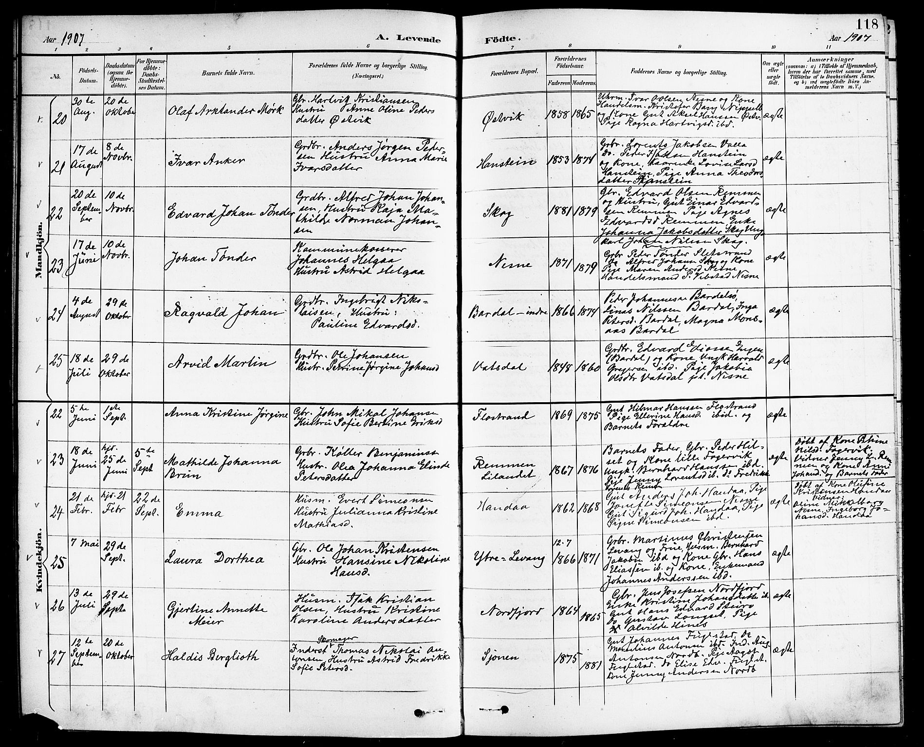 Ministerialprotokoller, klokkerbøker og fødselsregistre - Nordland, AV/SAT-A-1459/838/L0559: Parish register (copy) no. 838C06, 1893-1910, p. 118