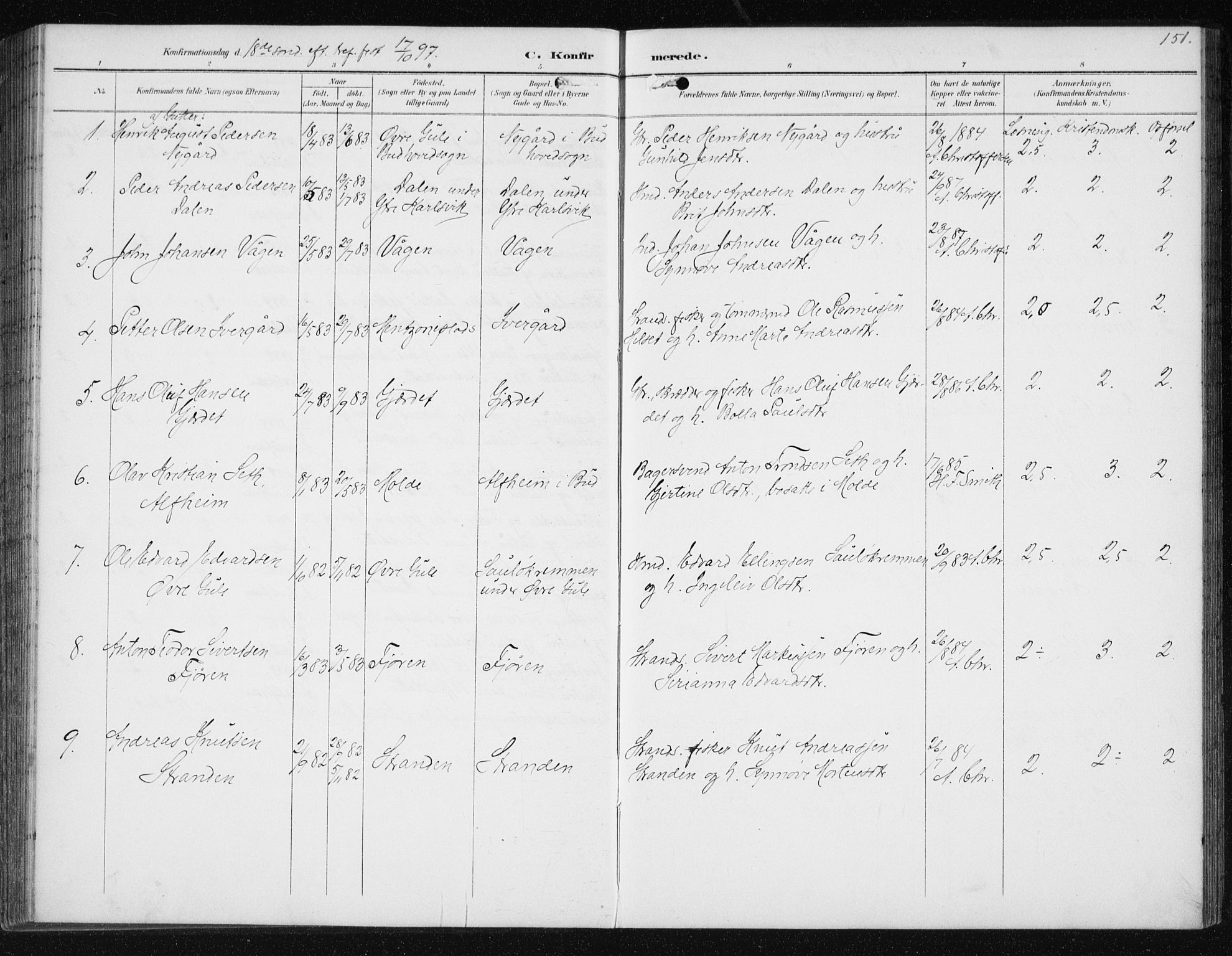 Ministerialprotokoller, klokkerbøker og fødselsregistre - Møre og Romsdal, AV/SAT-A-1454/566/L0773: Parish register (copy) no. 566C02, 1892-1909, p. 151