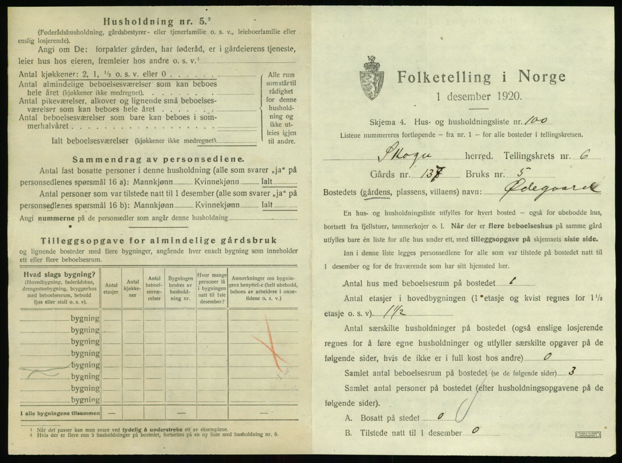 SAT, 1920 census for Skogn, 1920, p. 1281