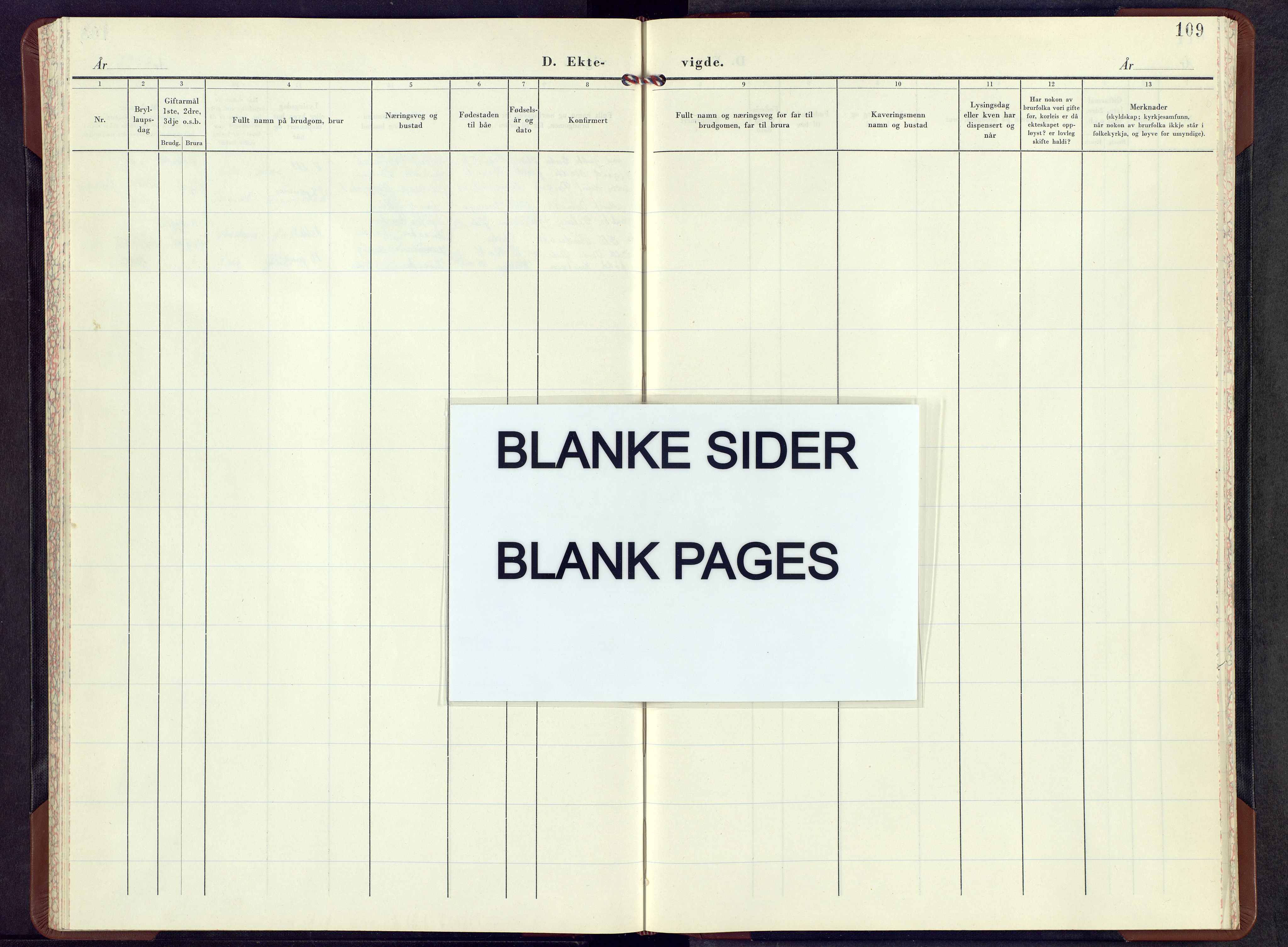 Vestre Slidre prestekontor, AV/SAH-PREST-136/H/Ha/Hab/L0011: Parish register (copy) no. 11, 1952-1968, p. 109