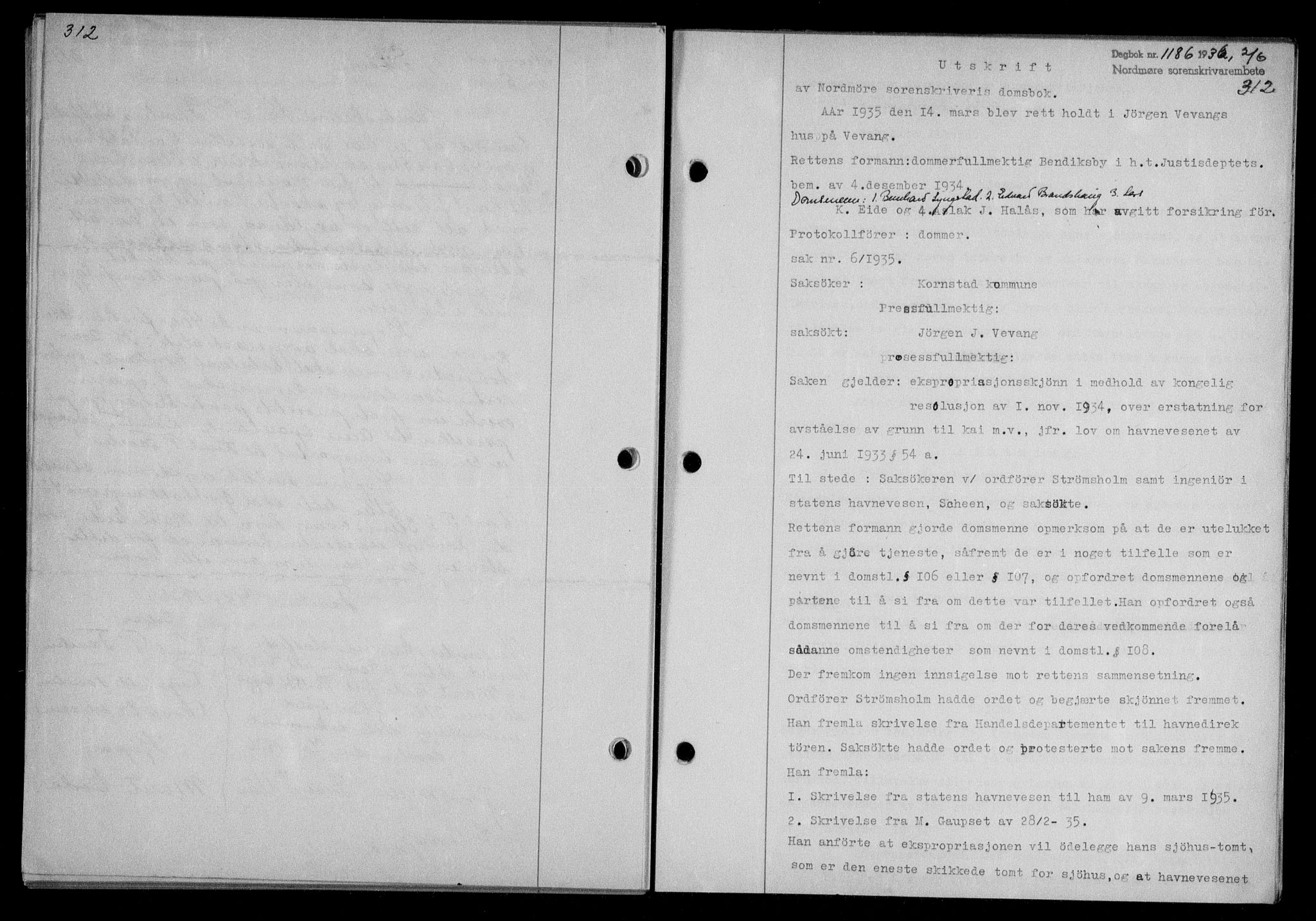 Nordmøre sorenskriveri, AV/SAT-A-4132/1/2/2Ca/L0088: Mortgage book no. 78, 1936-1936, Diary no: : 1186/1936