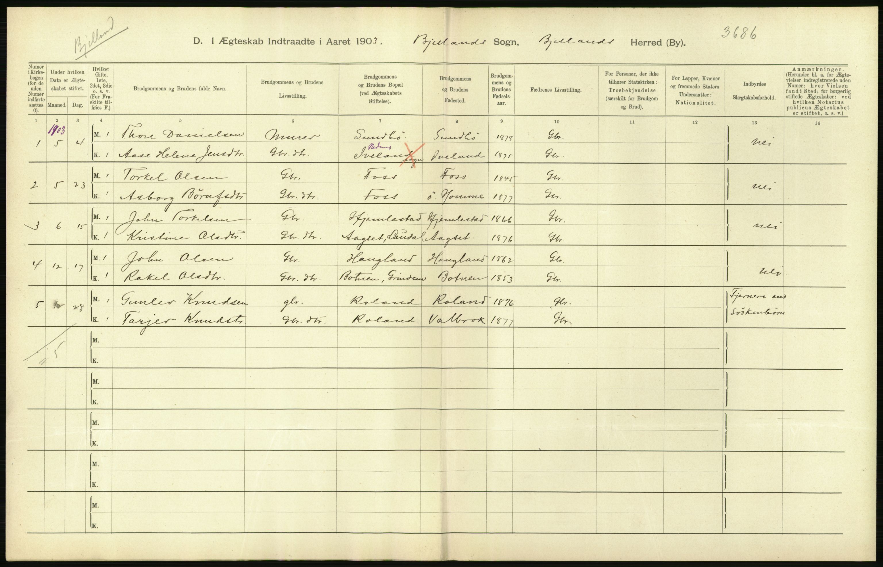 Statistisk sentralbyrå, Sosiodemografiske emner, Befolkning, AV/RA-S-2228/D/Df/Dfa/Dfaa/L0011: Lister og Mandal amt: Fødte, gifte, døde, 1903, p. 318