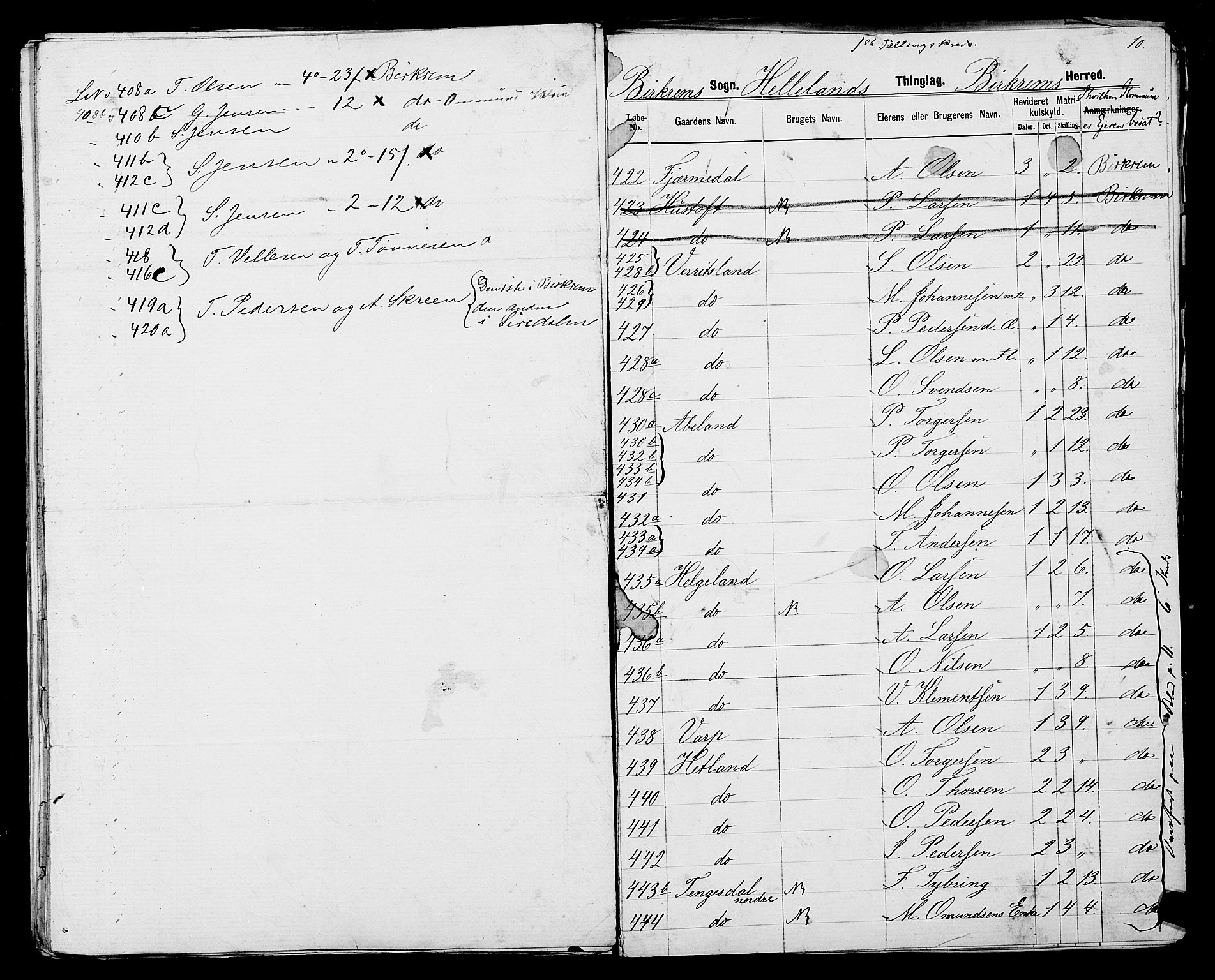 SAST, 1875 census for 1115P Helleland, 1875, p. 57