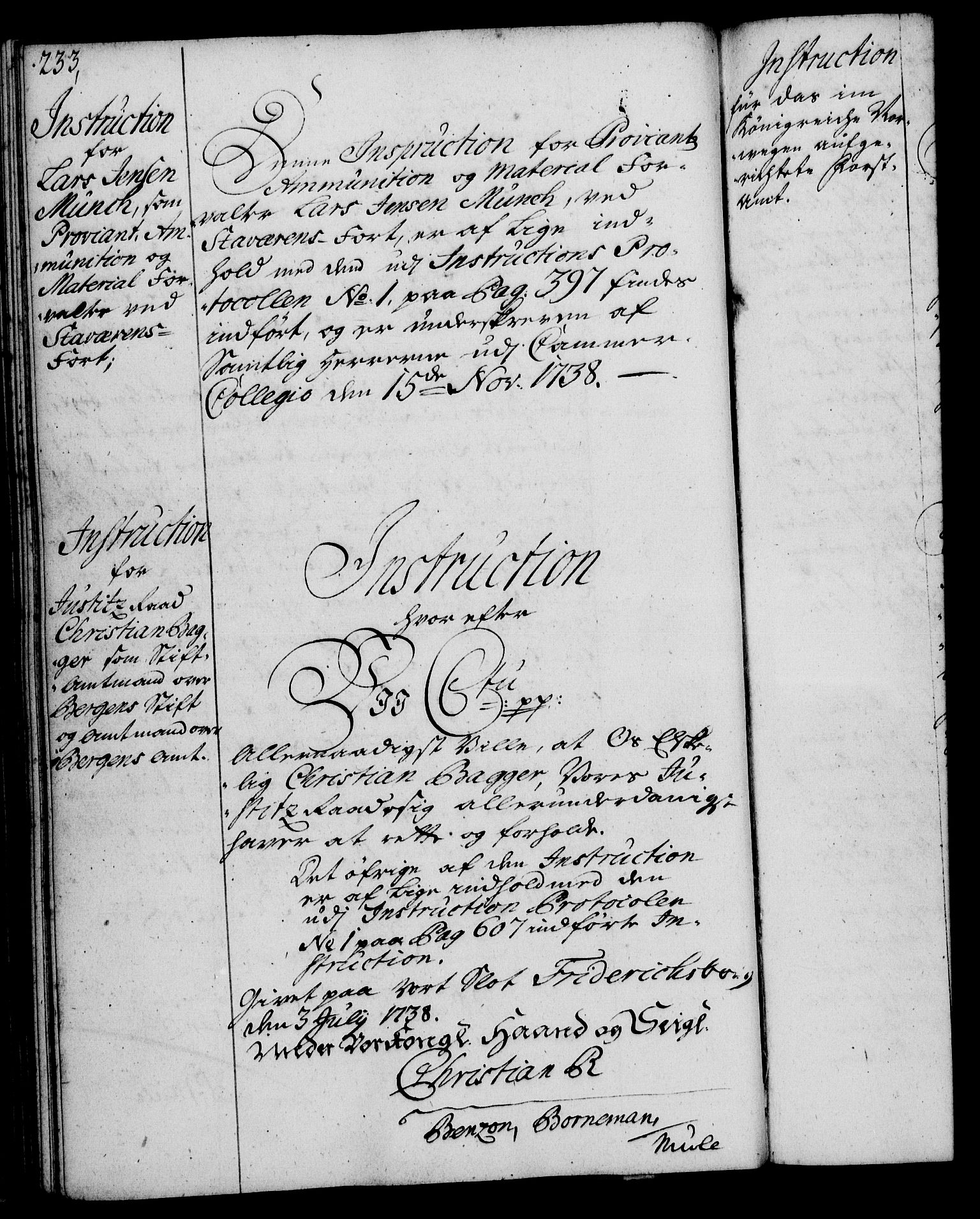 Rentekammeret, Kammerkanselliet, RA/EA-3111/G/Gg/Ggi/L0002: Norsk instruksjonsprotokoll med register (merket RK 53.35), 1729-1751, p. 233
