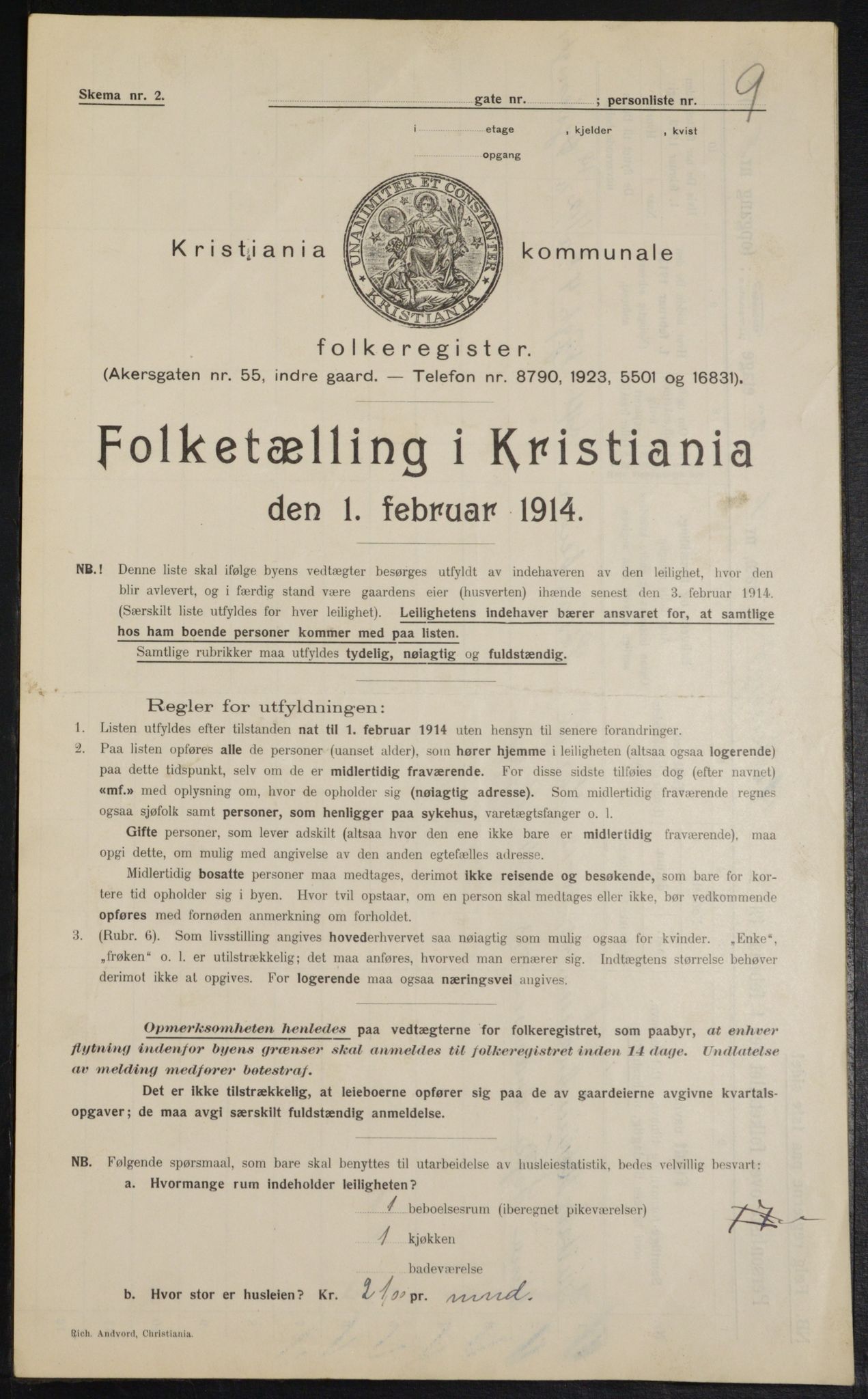 OBA, Municipal Census 1914 for Kristiania, 1914, p. 131292