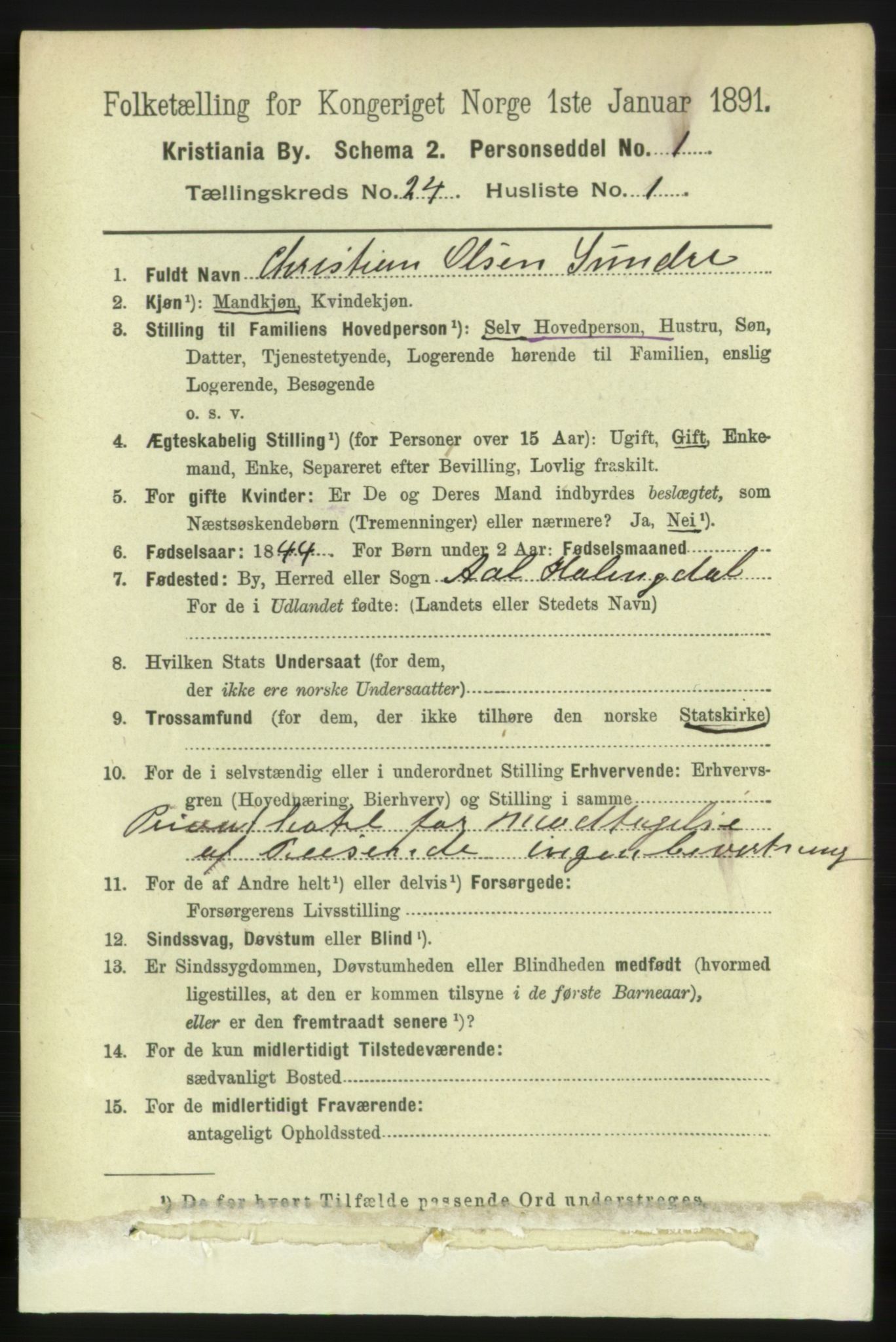 RA, 1891 census for 0301 Kristiania, 1891, p. 11599