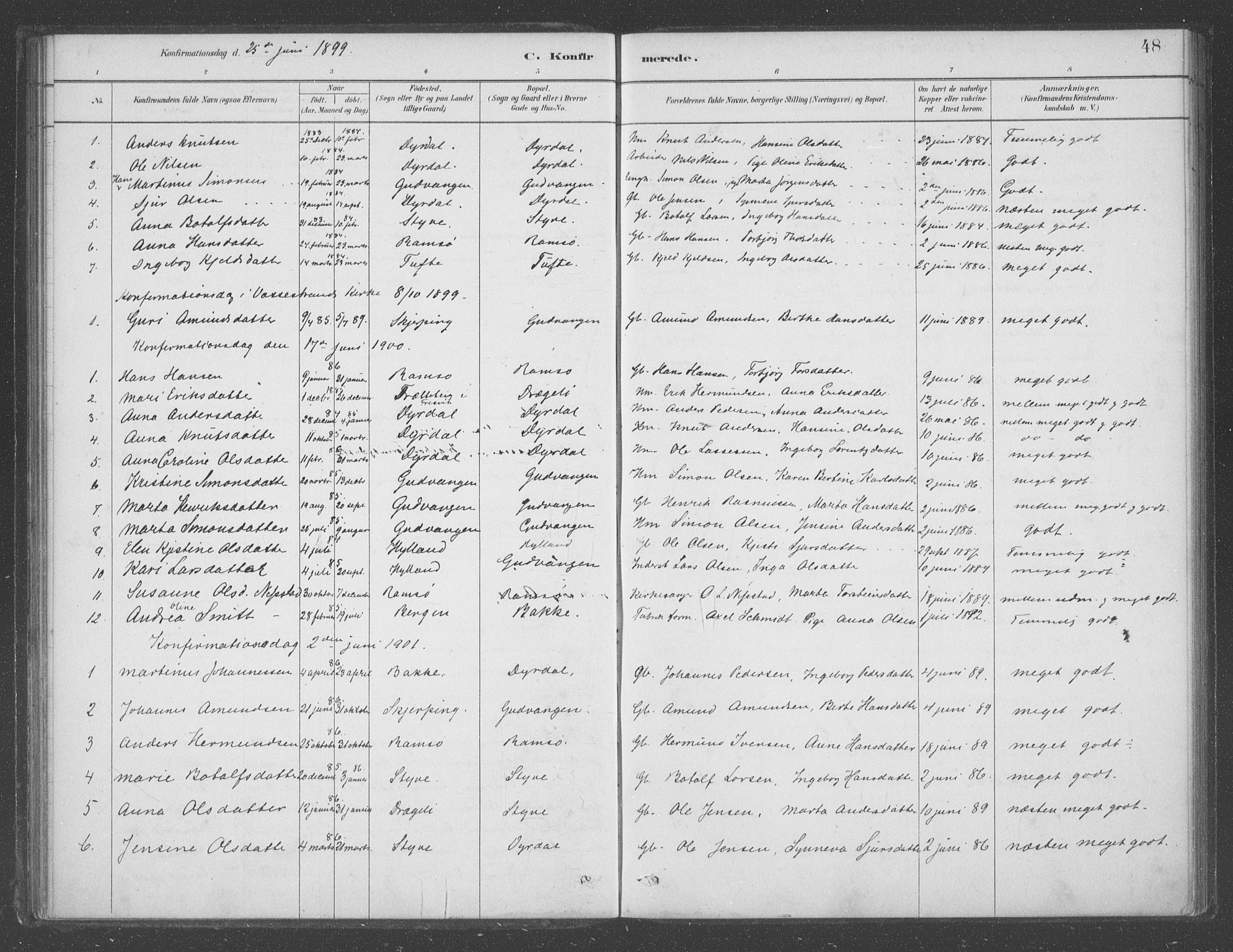 Aurland sokneprestembete, SAB/A-99937/H/Ha/Had/L0001: Parish register (official) no. D  1, 1880-1903, p. 48