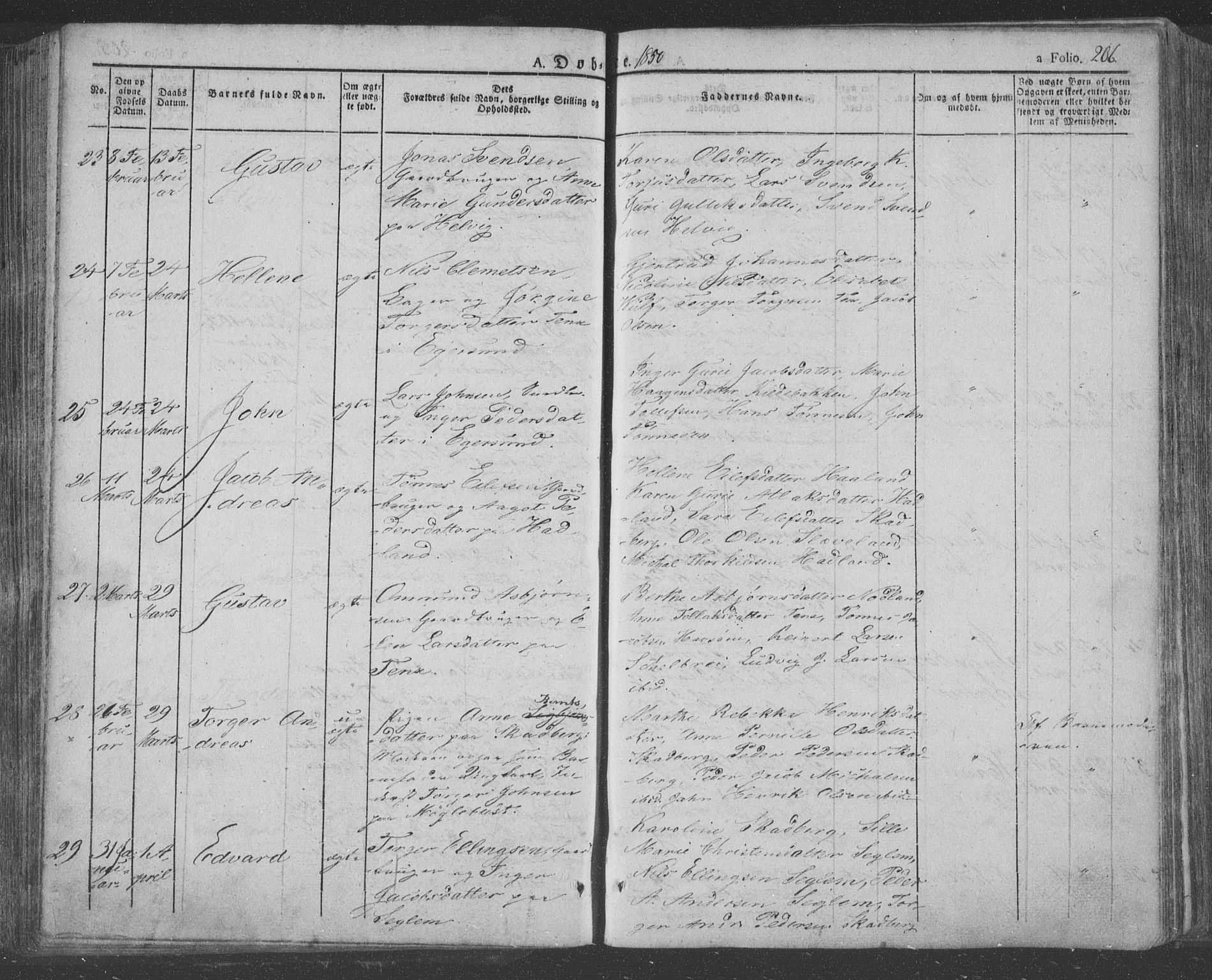 Eigersund sokneprestkontor, AV/SAST-A-101807/S08/L0009: Parish register (official) no. A 9, 1827-1850, p. 206