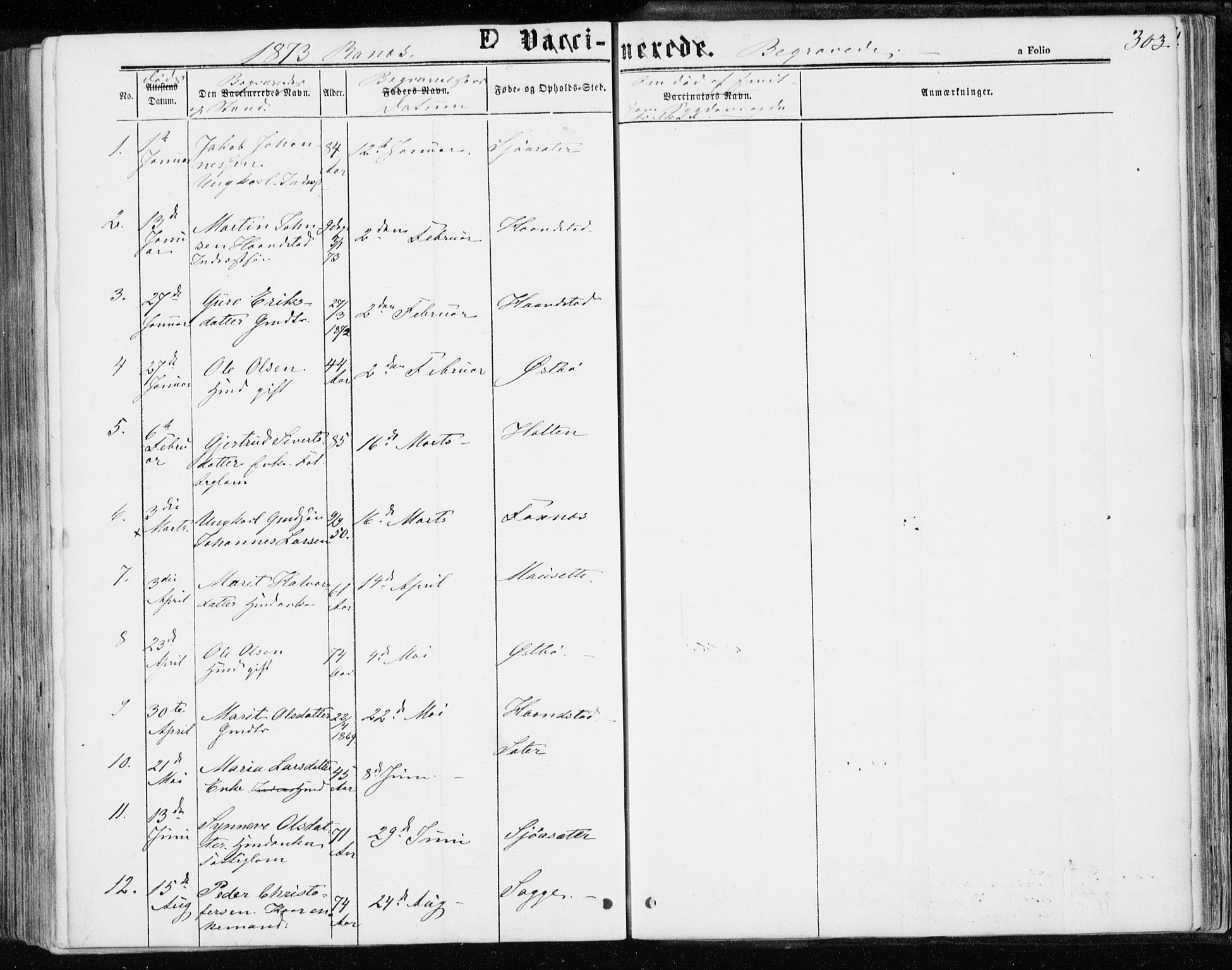 Ministerialprotokoller, klokkerbøker og fødselsregistre - Møre og Romsdal, SAT/A-1454/595/L1045: Parish register (official) no. 595A07, 1863-1873, p. 303