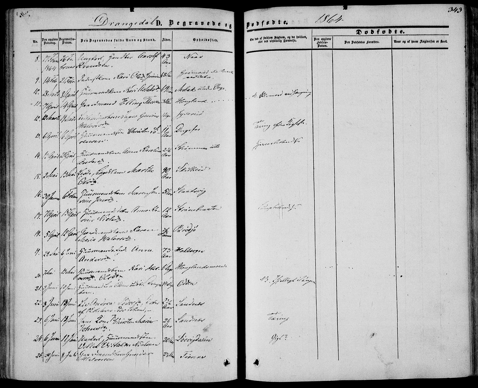 Drangedal kirkebøker, SAKO/A-258/F/Fa/L0008: Parish register (official) no. 8, 1857-1871, p. 343