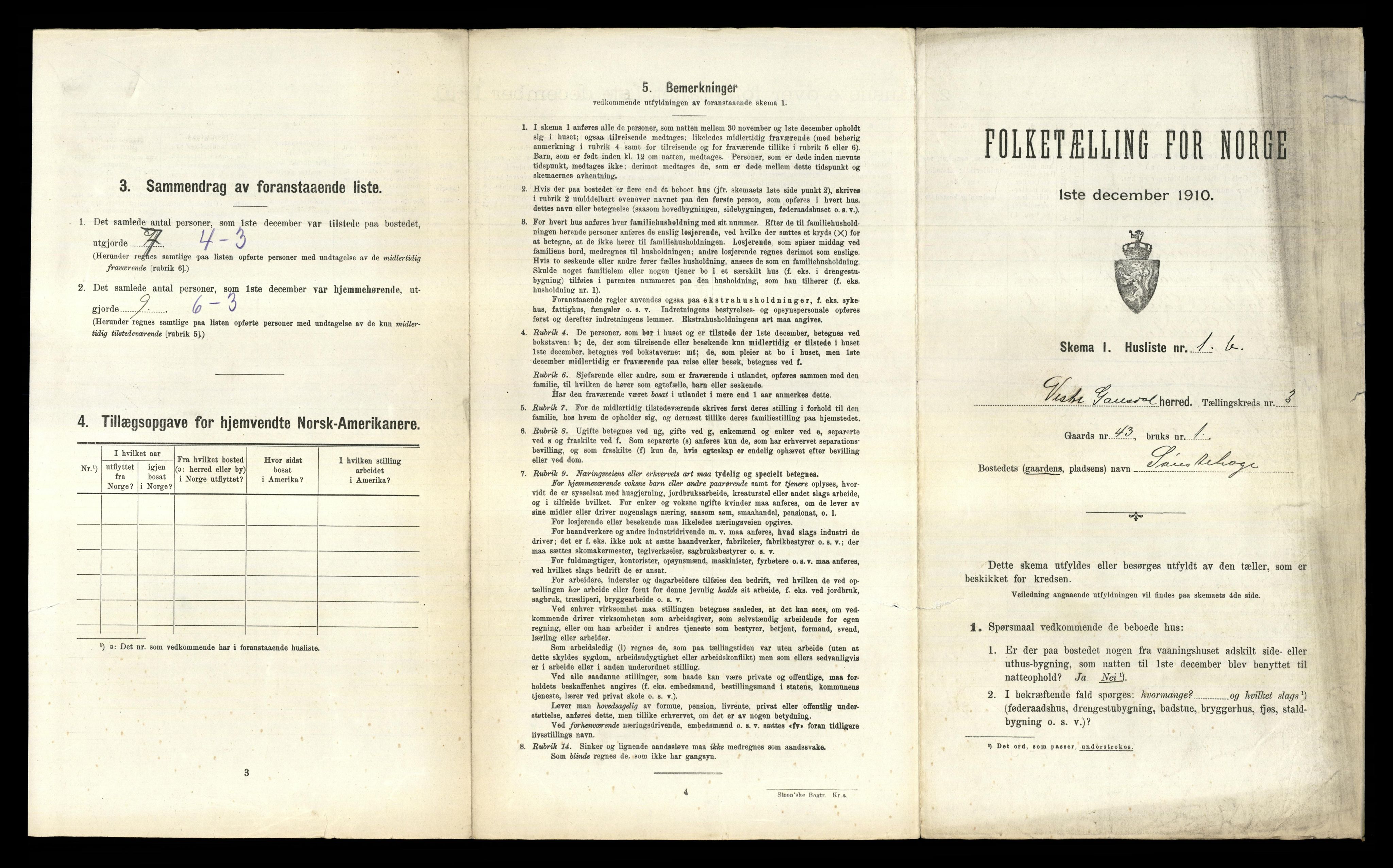 RA, 1910 census for Vestre Gausdal, 1910, p. 417