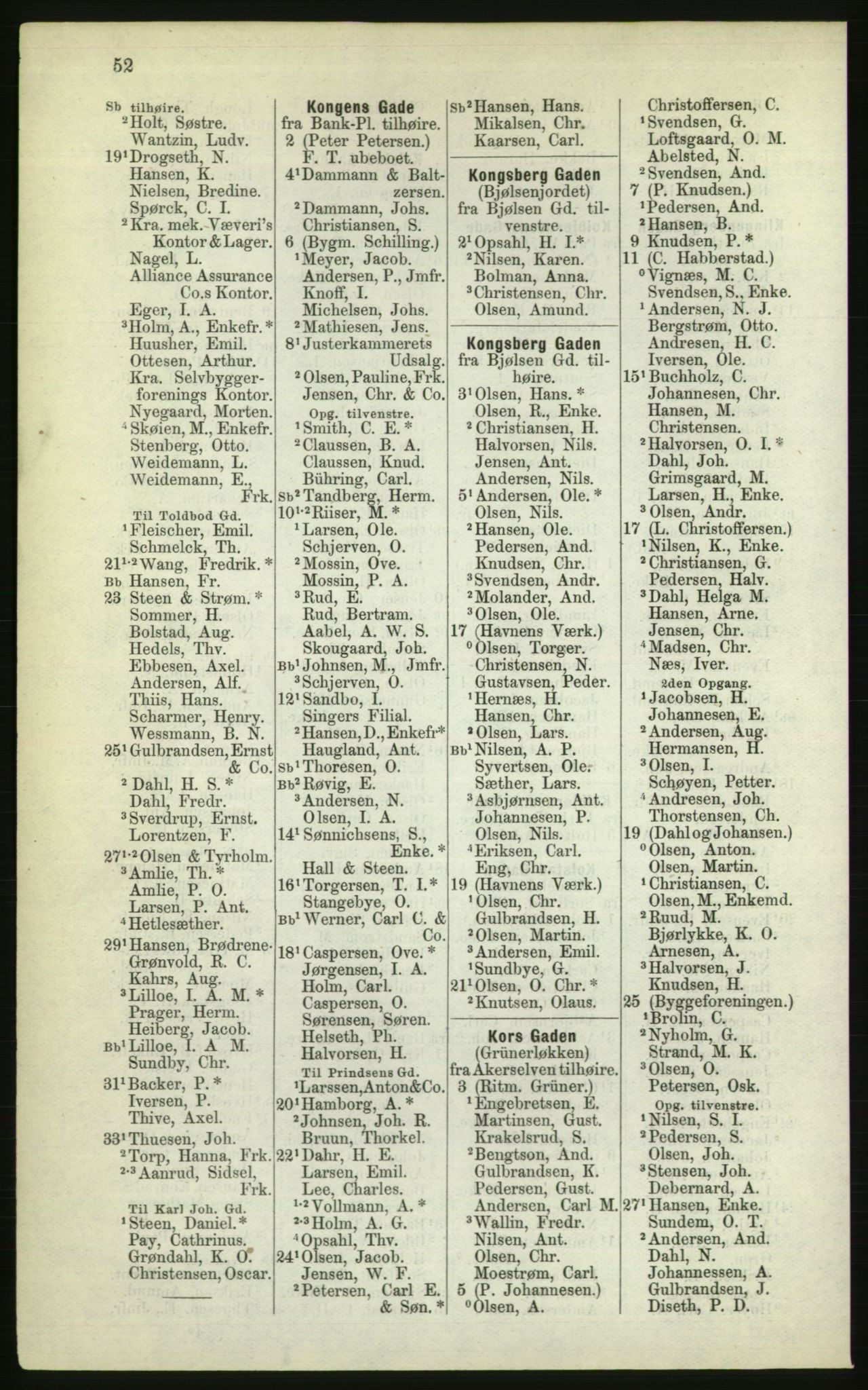 Kristiania/Oslo adressebok, PUBL/-, 1882, p. 52