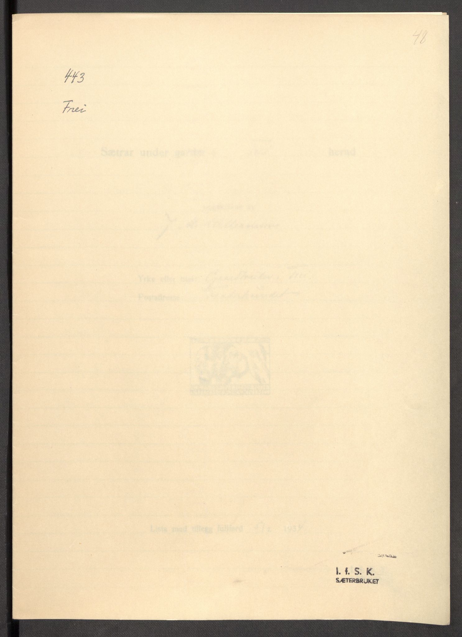 Instituttet for sammenlignende kulturforskning, RA/PA-0424/F/Fc/L0013/0001: Eske B13: / Møre og Romsdal (perm XXXV), 1933-1938, p. 48