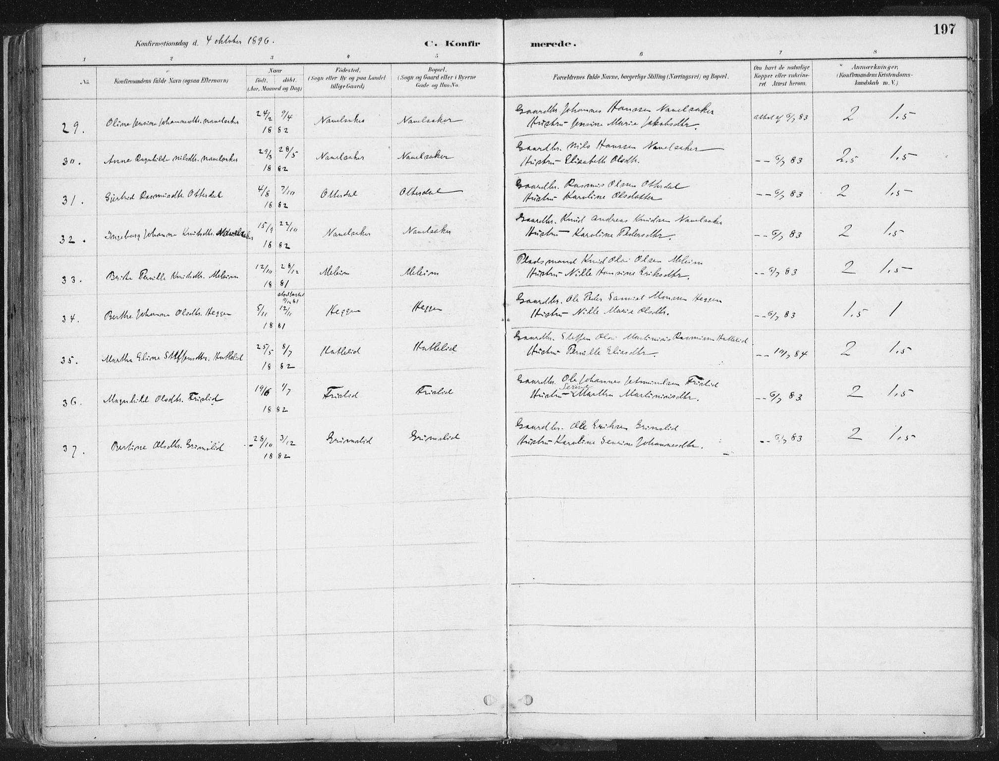 Hornindal sokneprestembete, AV/SAB-A-82401/H/Haa/Haaa/L0003/0001: Parish register (official) no. A 3A, 1887-1917, p. 197