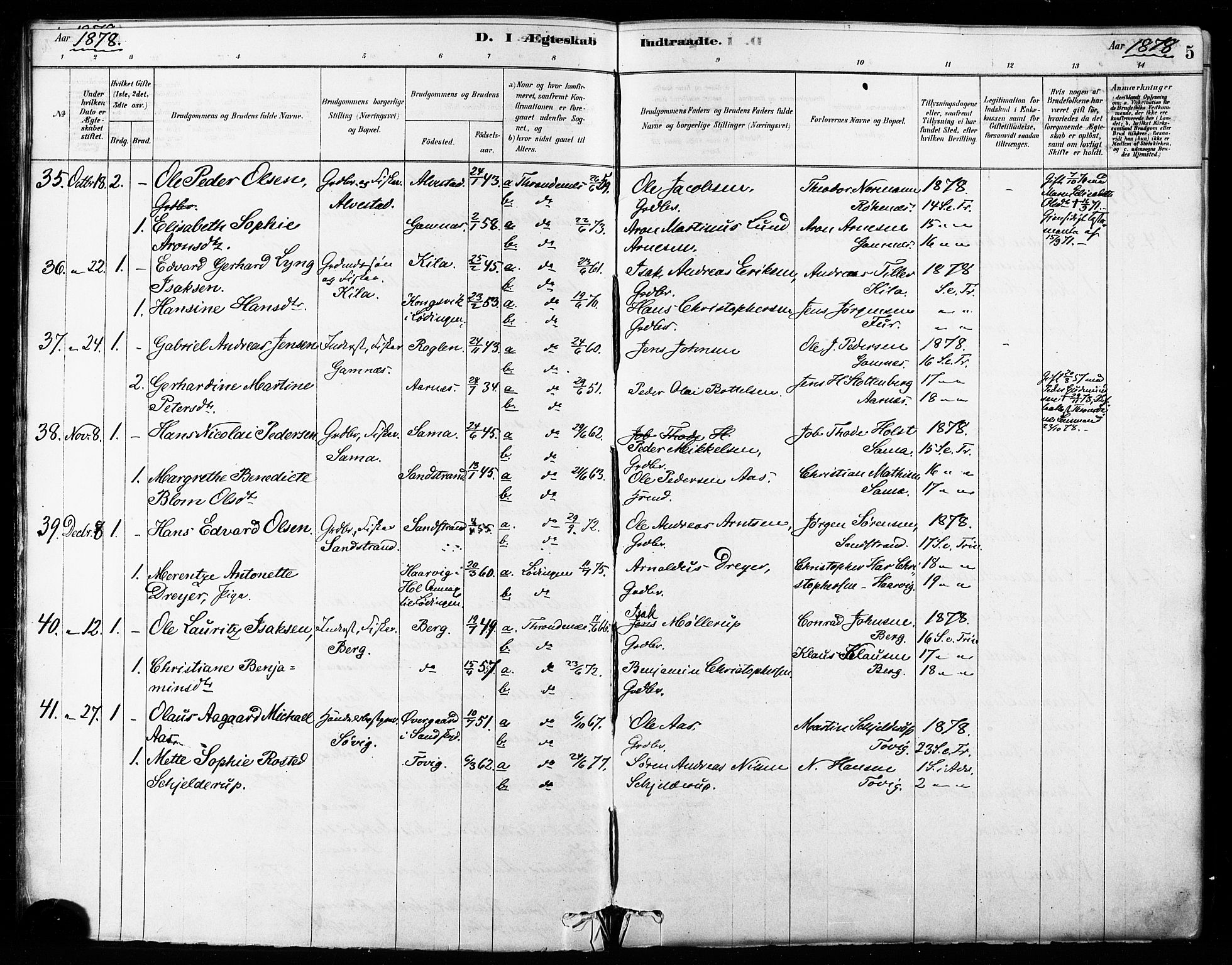 Trondenes sokneprestkontor, SATØ/S-1319/H/Ha/L0015kirke: Parish register (official) no. 15, 1878-1889, p. 5