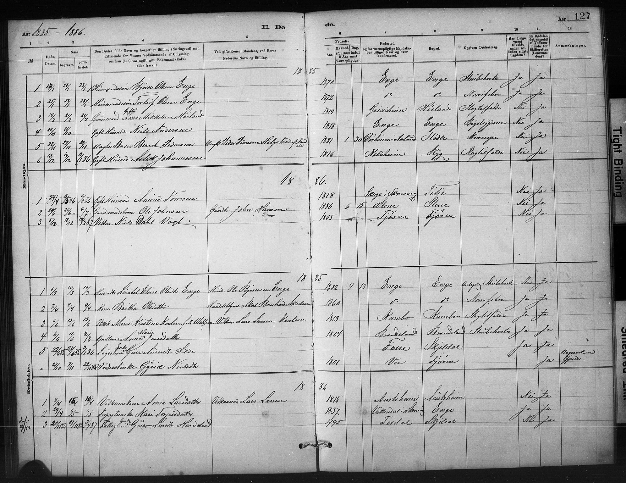 Etne sokneprestembete, SAB/A-75001/H/Hab: Parish register (copy) no. A 5, 1879-1896, p. 127