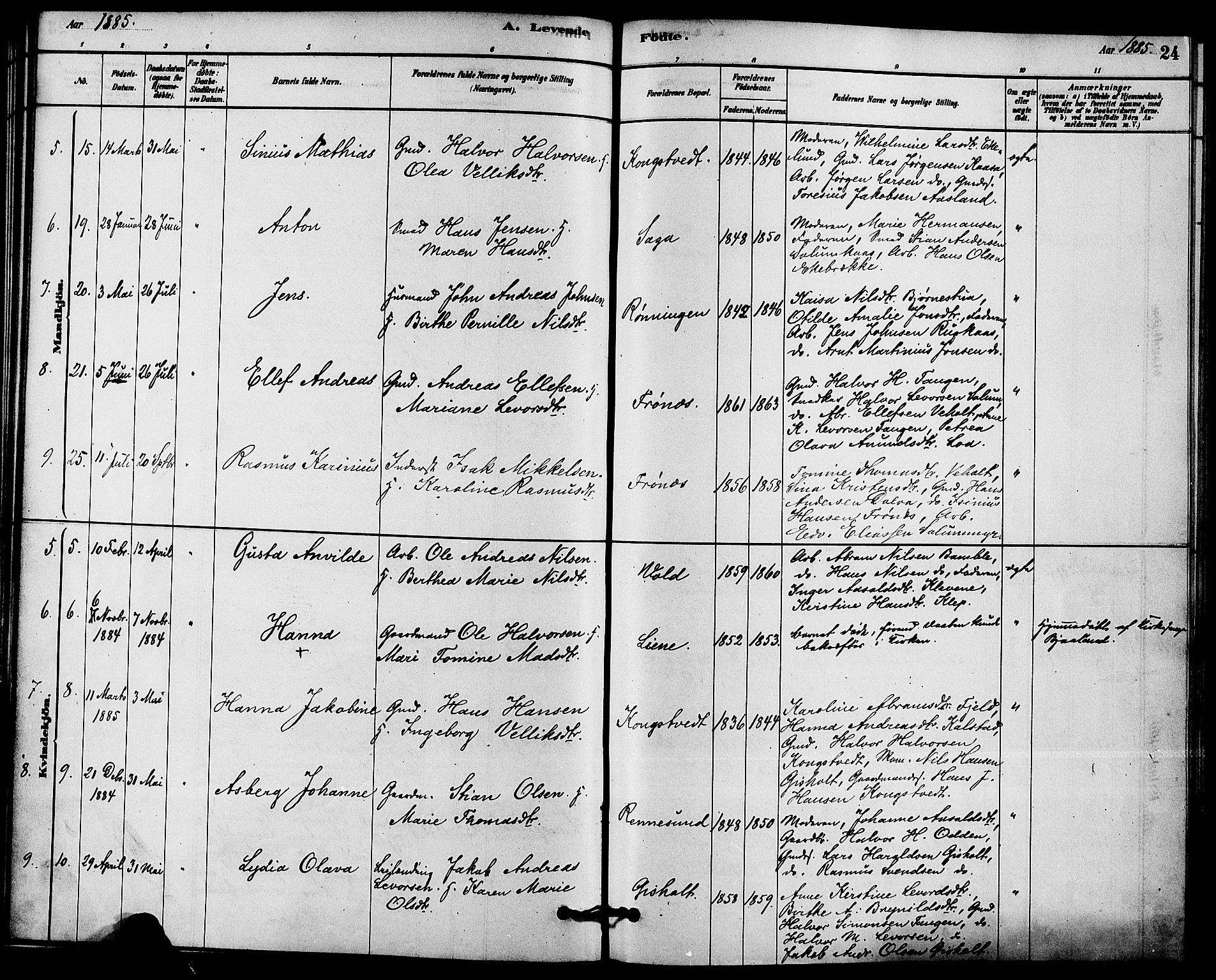 Solum kirkebøker, SAKO/A-306/F/Fc/L0001: Parish register (official) no. III 1, 1877-1891, p. 24
