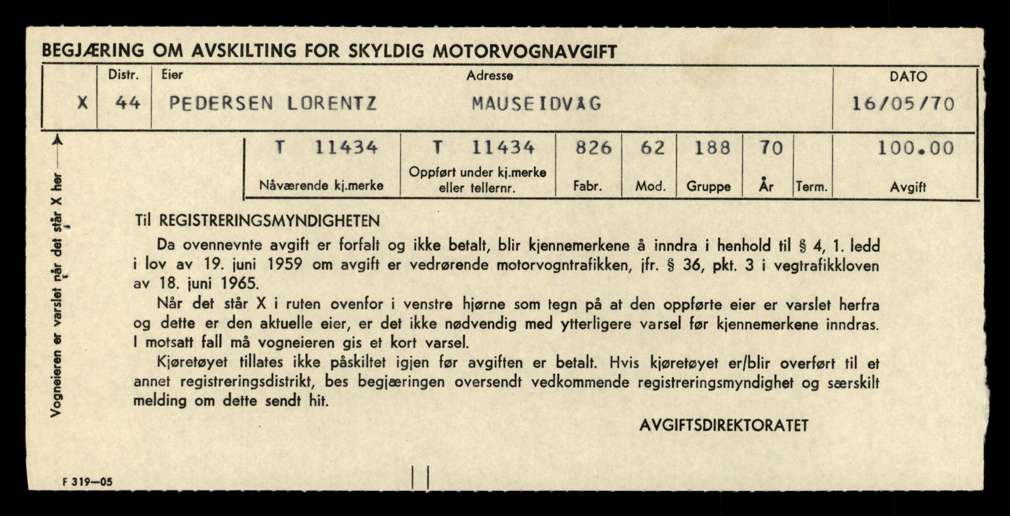 Møre og Romsdal vegkontor - Ålesund trafikkstasjon, AV/SAT-A-4099/F/Fe/L0029: Registreringskort for kjøretøy T 11430 - T 11619, 1927-1998, p. 103