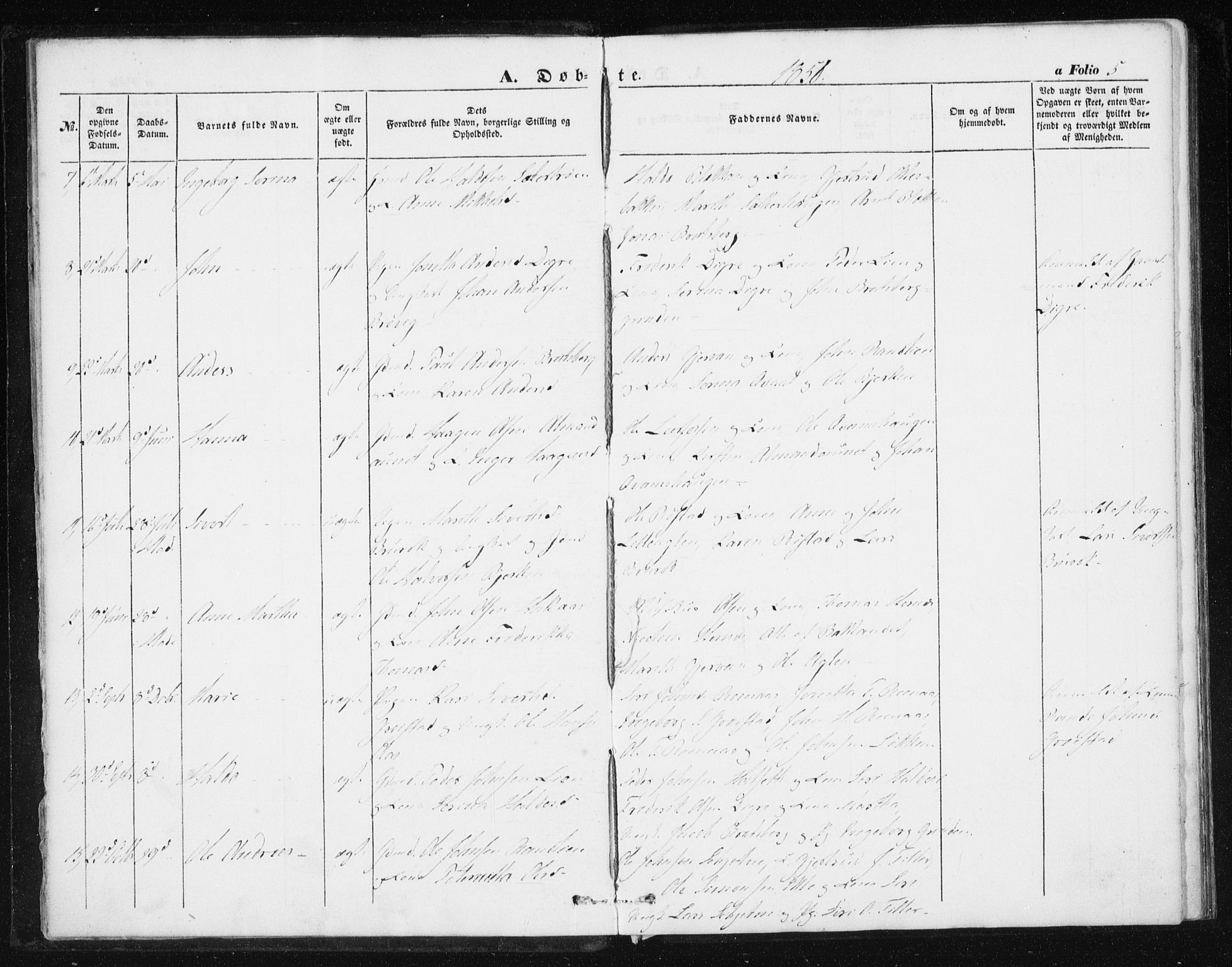 Ministerialprotokoller, klokkerbøker og fødselsregistre - Sør-Trøndelag, SAT/A-1456/608/L0332: Parish register (official) no. 608A01, 1848-1861, p. 5