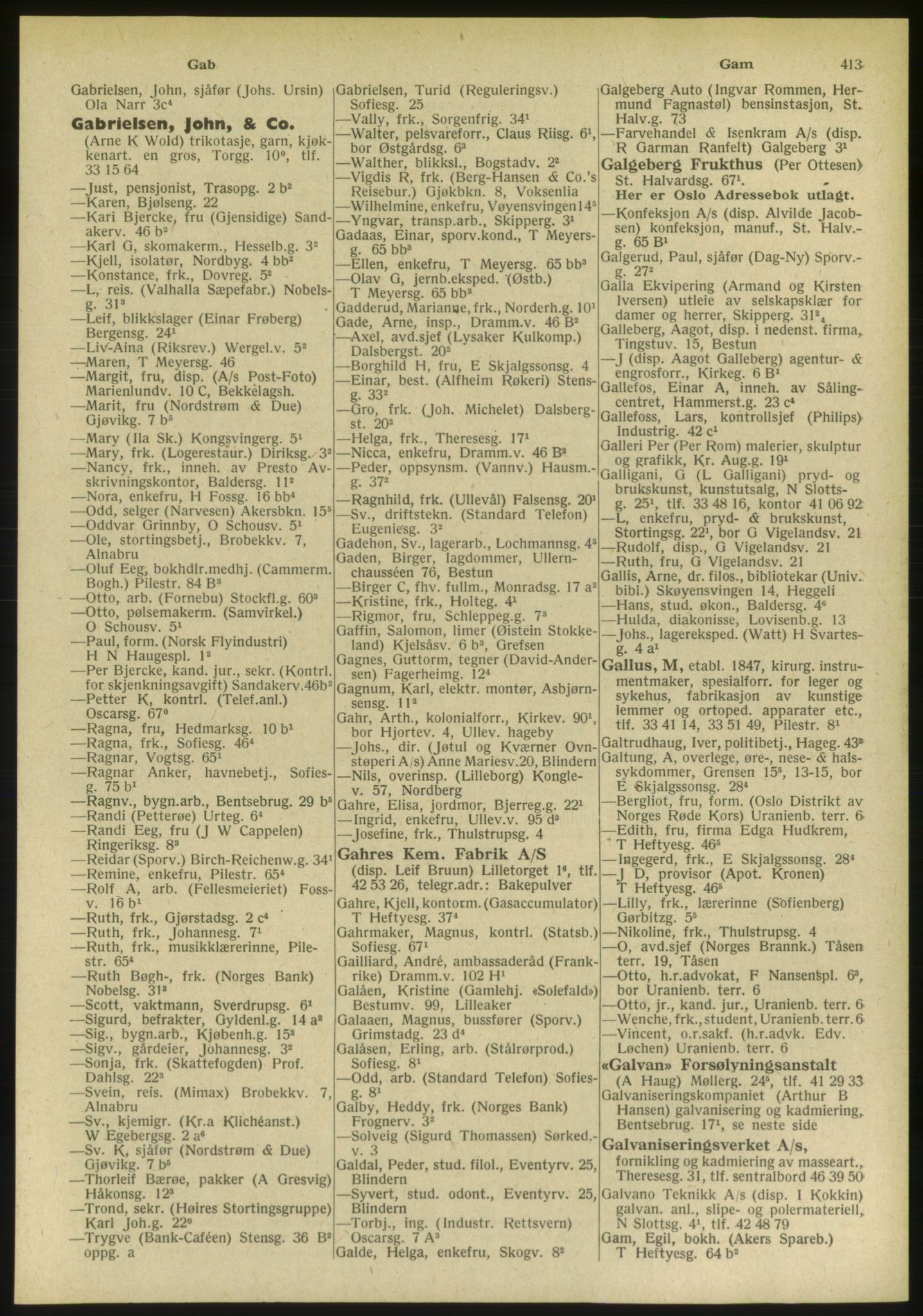 Kristiania/Oslo adressebok, PUBL/-, 1951, p. 413