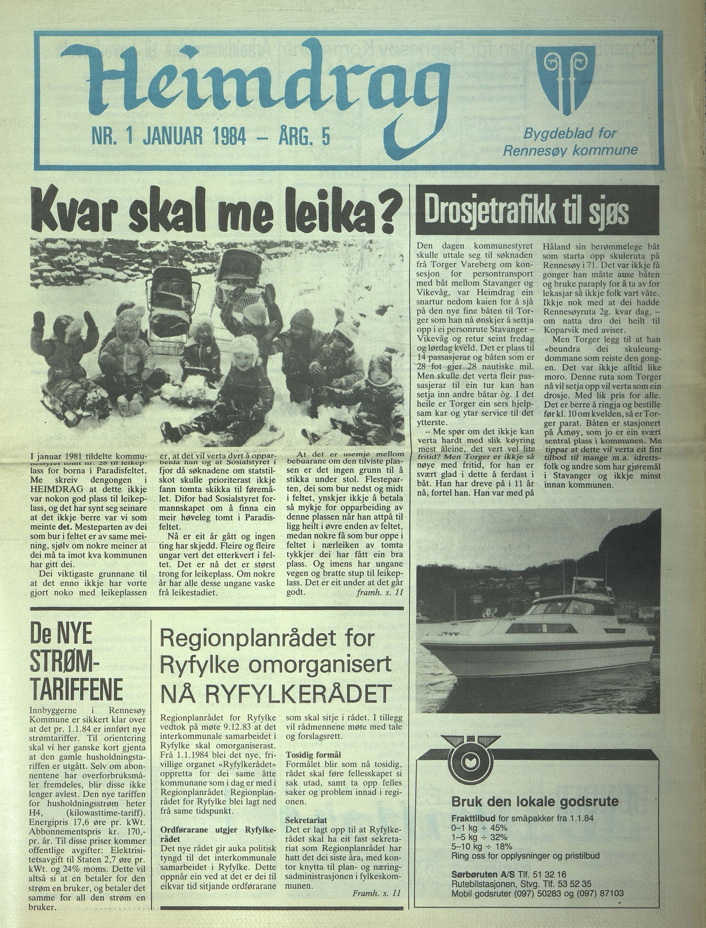 Rennesøy kommune. Heimdrag, lokalavis, BYST/A-0750/X/Xa/L0006: Heimdrag 1984, 1984