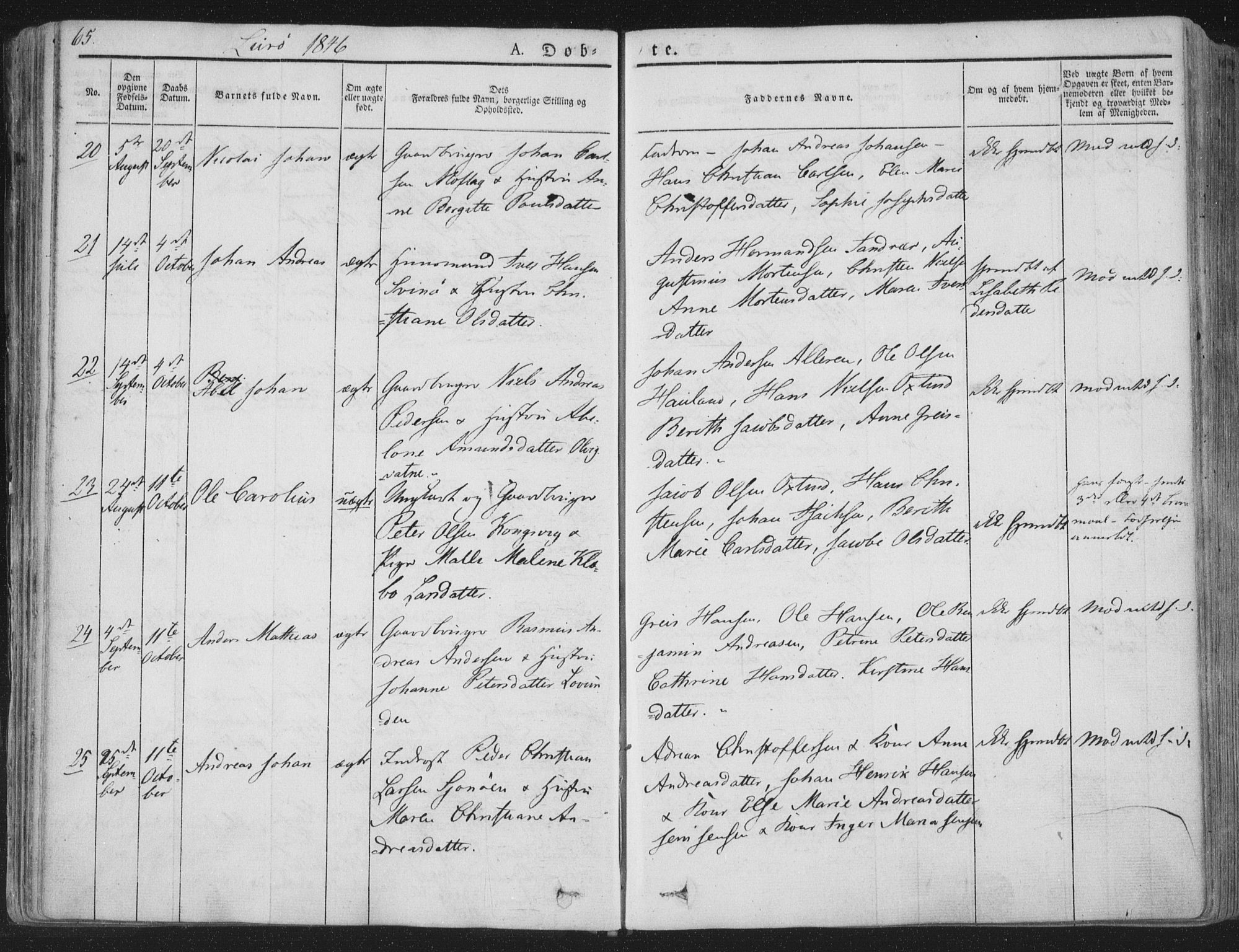 Ministerialprotokoller, klokkerbøker og fødselsregistre - Nordland, SAT/A-1459/839/L0565: Parish register (official) no. 839A02, 1825-1862, p. 65