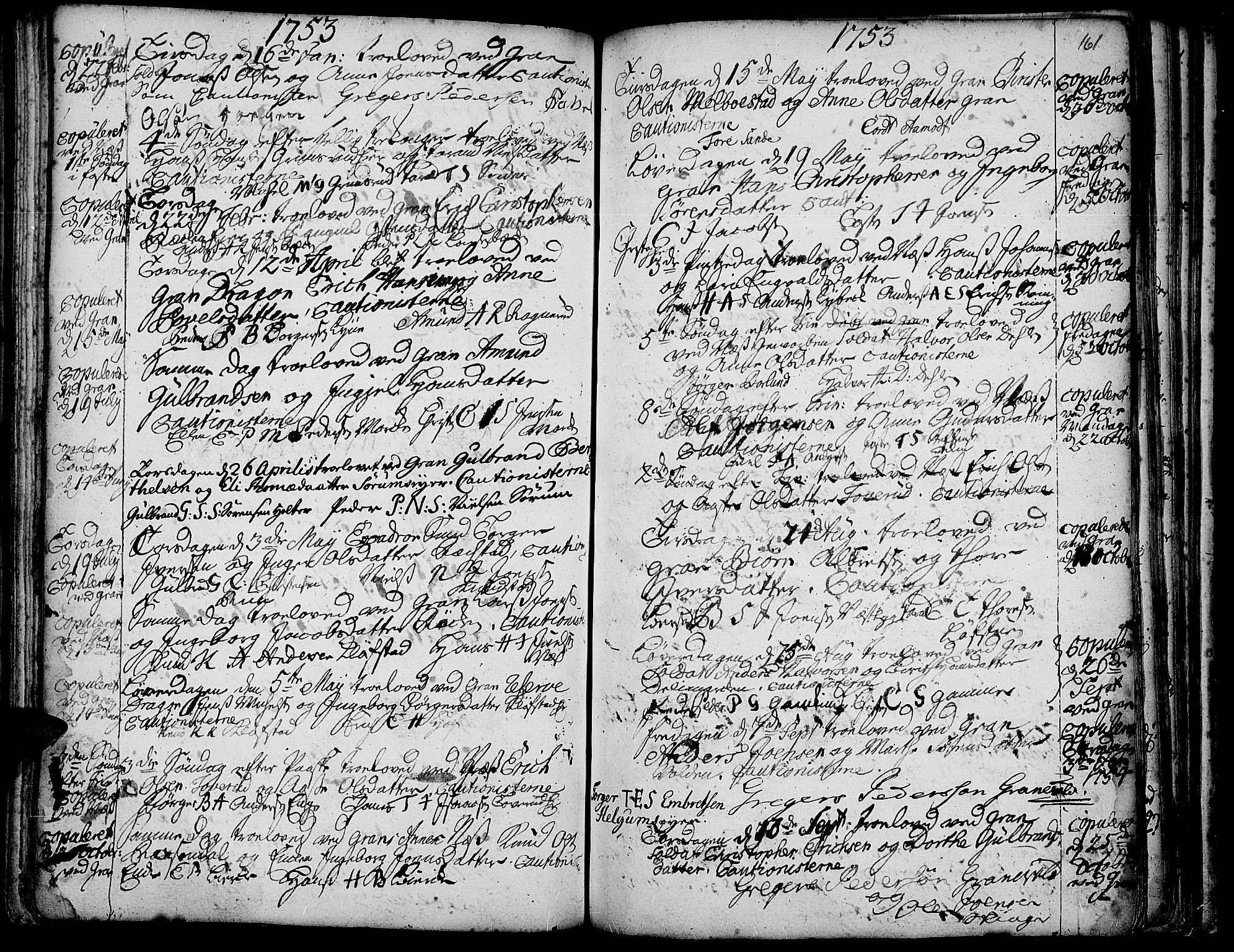 Gran prestekontor, SAH/PREST-112/H/Ha/Haa/L0003: Parish register (official) no. 3, 1745-1758, p. 161
