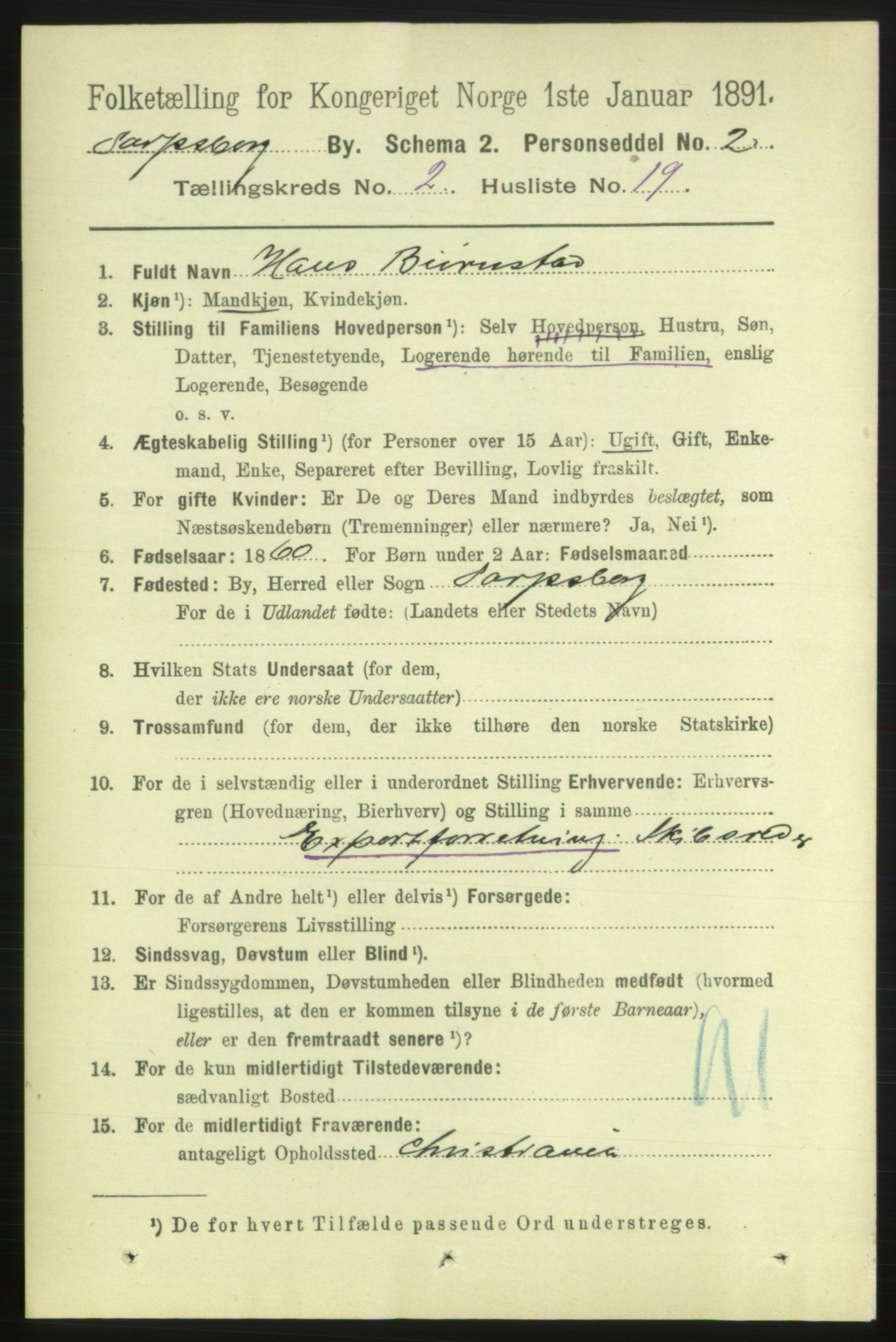 RA, 1891 census for 0102 Sarpsborg, 1891, p. 1432