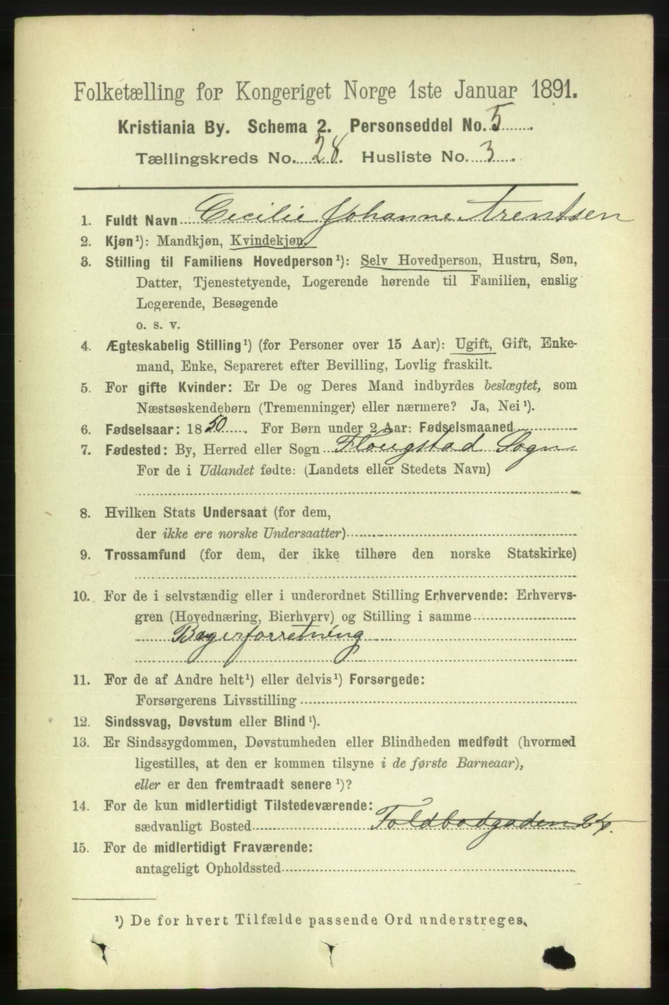 RA, 1891 census for 0301 Kristiania, 1891, p. 14350