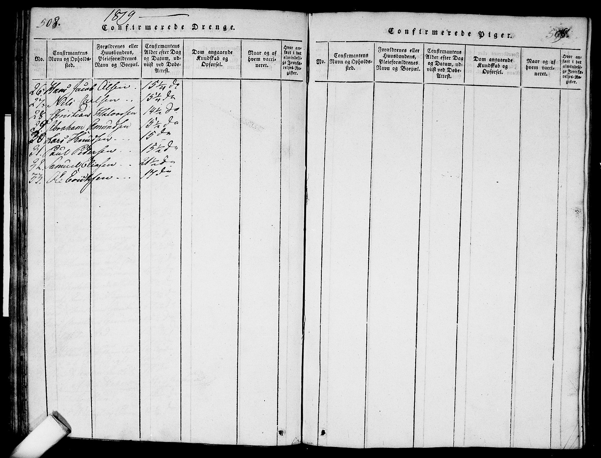 Garnisonsmenigheten Kirkebøker, AV/SAO-A-10846/G/Ga/L0003: Parish register (copy) no. 3, 1815-1819, p. 508-509