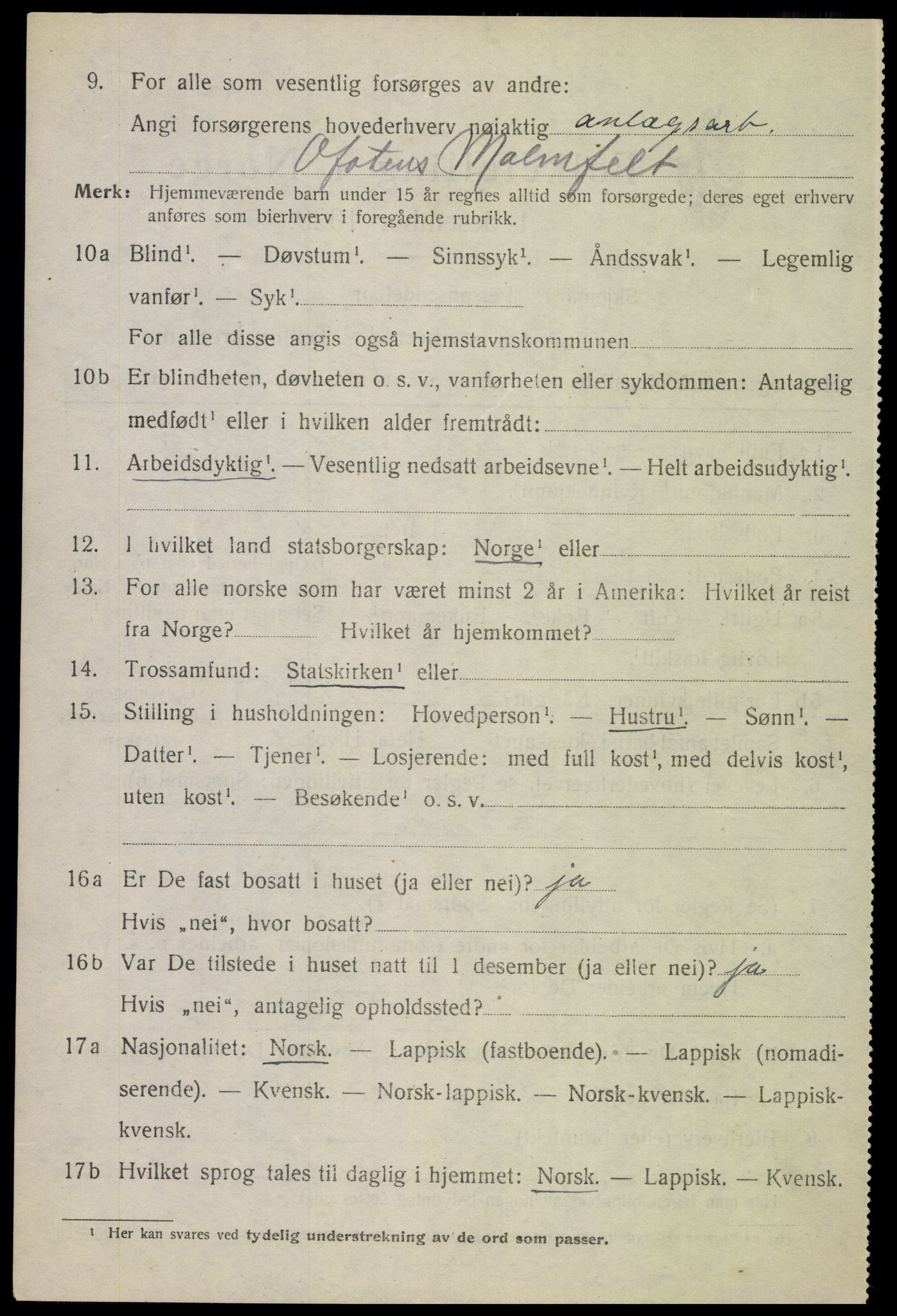 SAT, 1920 census for Evenes, 1920, p. 6029