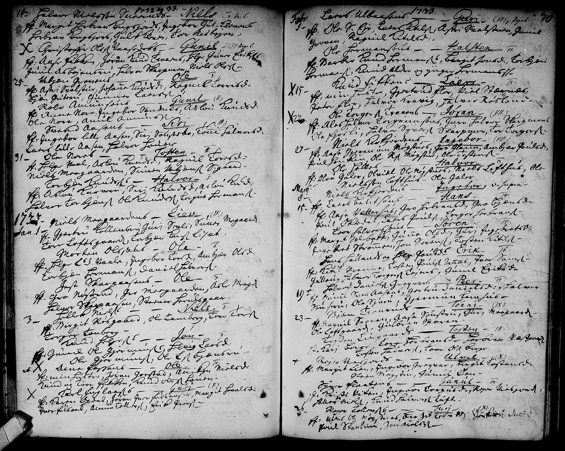 Rollag kirkebøker, SAKO/A-240/F/Fa/L0002: Parish register (official) no. I 2, 1714-1742, p. 70