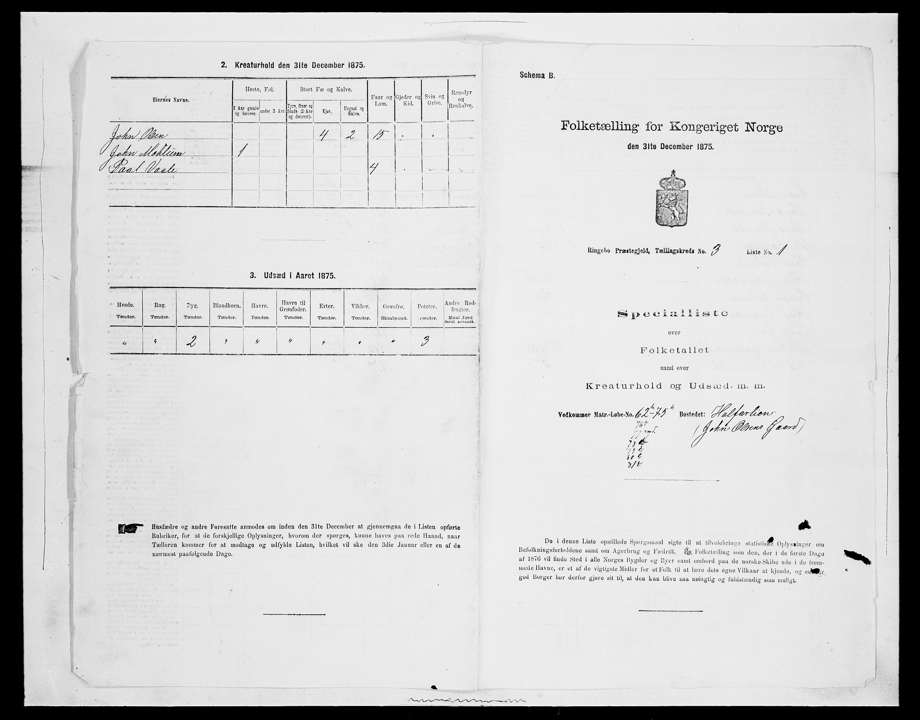 SAH, 1875 census for 0520P Ringebu, 1875, p. 392