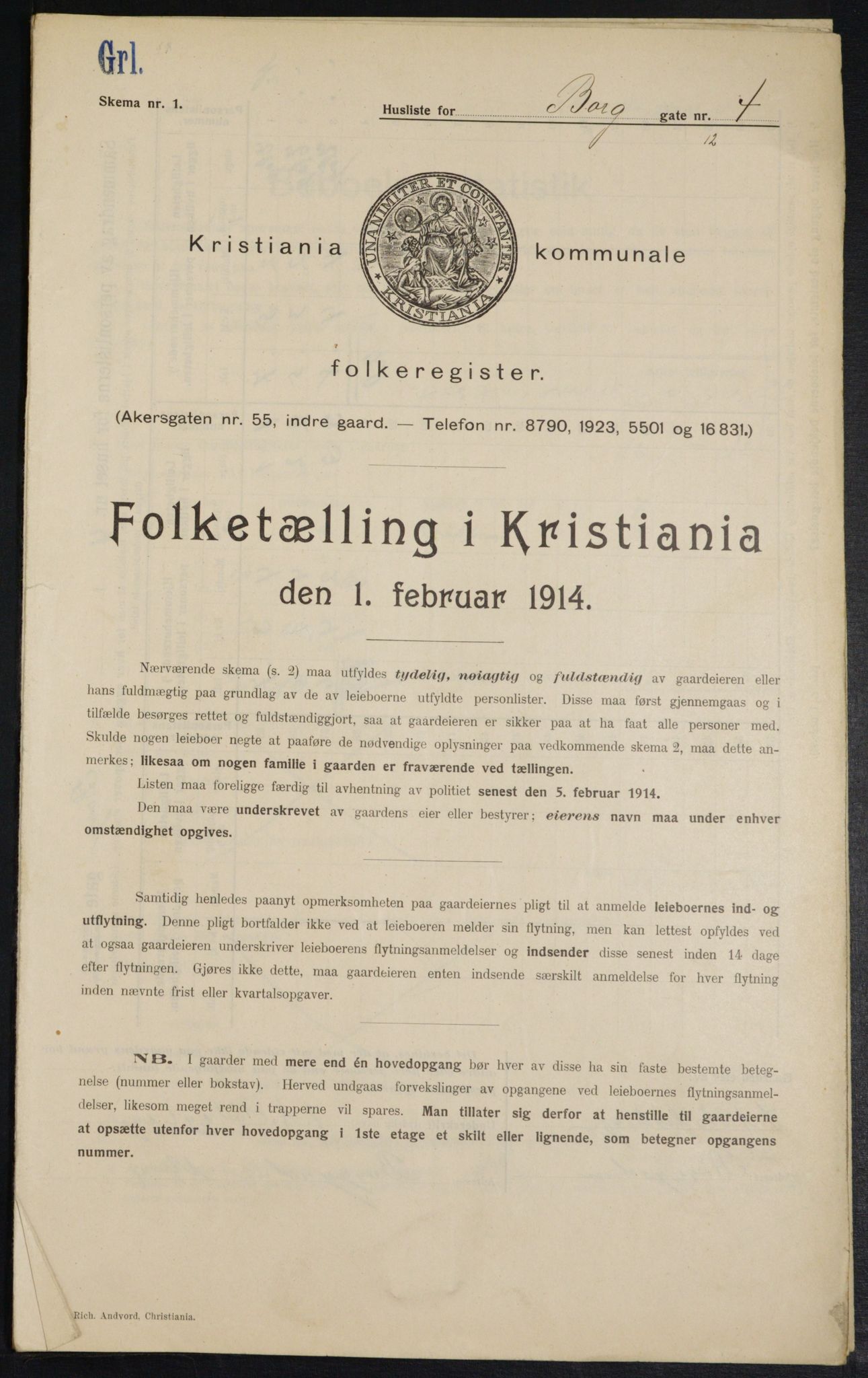 OBA, Municipal Census 1914 for Kristiania, 1914, p. 7702