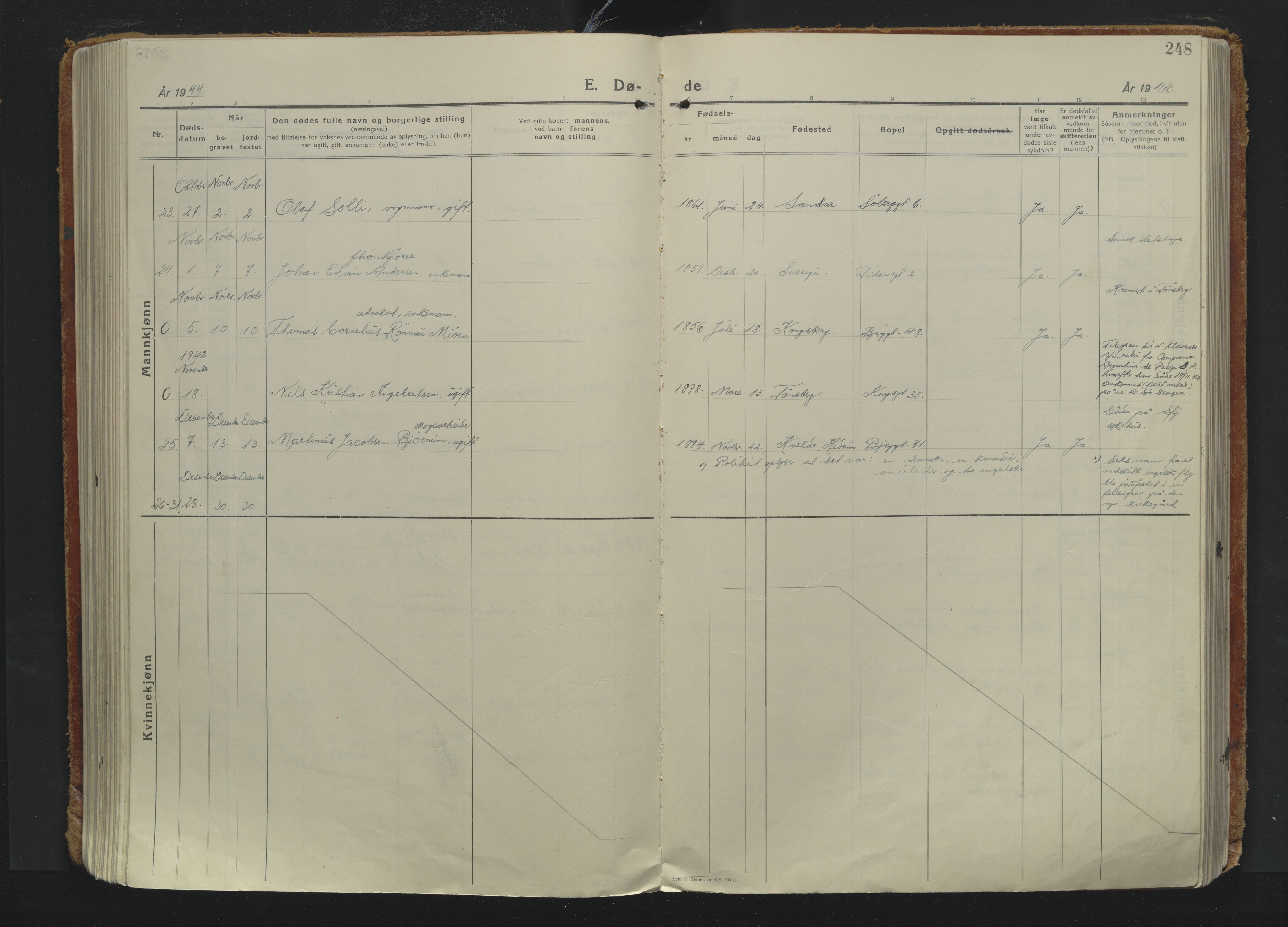 Sandefjord kirkebøker, AV/SAKO-A-315/F/Fa/L0009: Parish register (official) no. 9, 1926-1945, p. 248