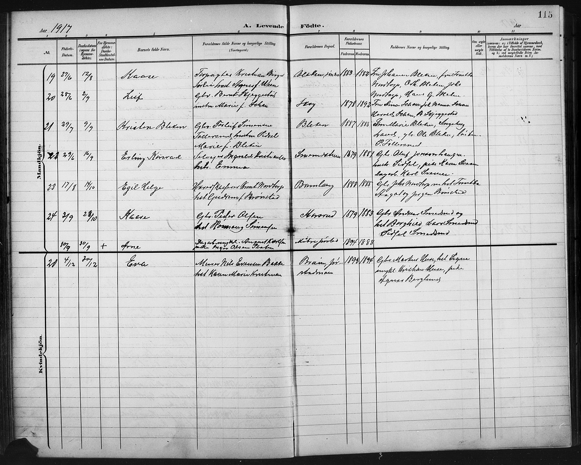 Fåberg prestekontor, AV/SAH-PREST-086/H/Ha/Hab/L0011: Parish register (copy) no. 11, 1901-1921, p. 115
