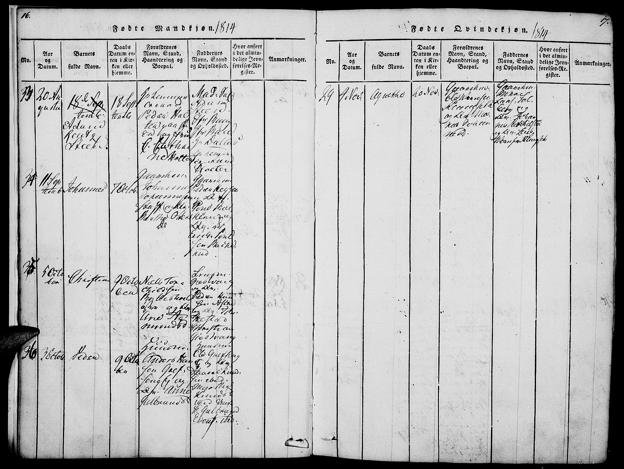 Nes prestekontor, Hedmark, SAH/PREST-020/K/Ka/L0002: Parish register (official) no. 2, 1813-1827, p. 16-17
