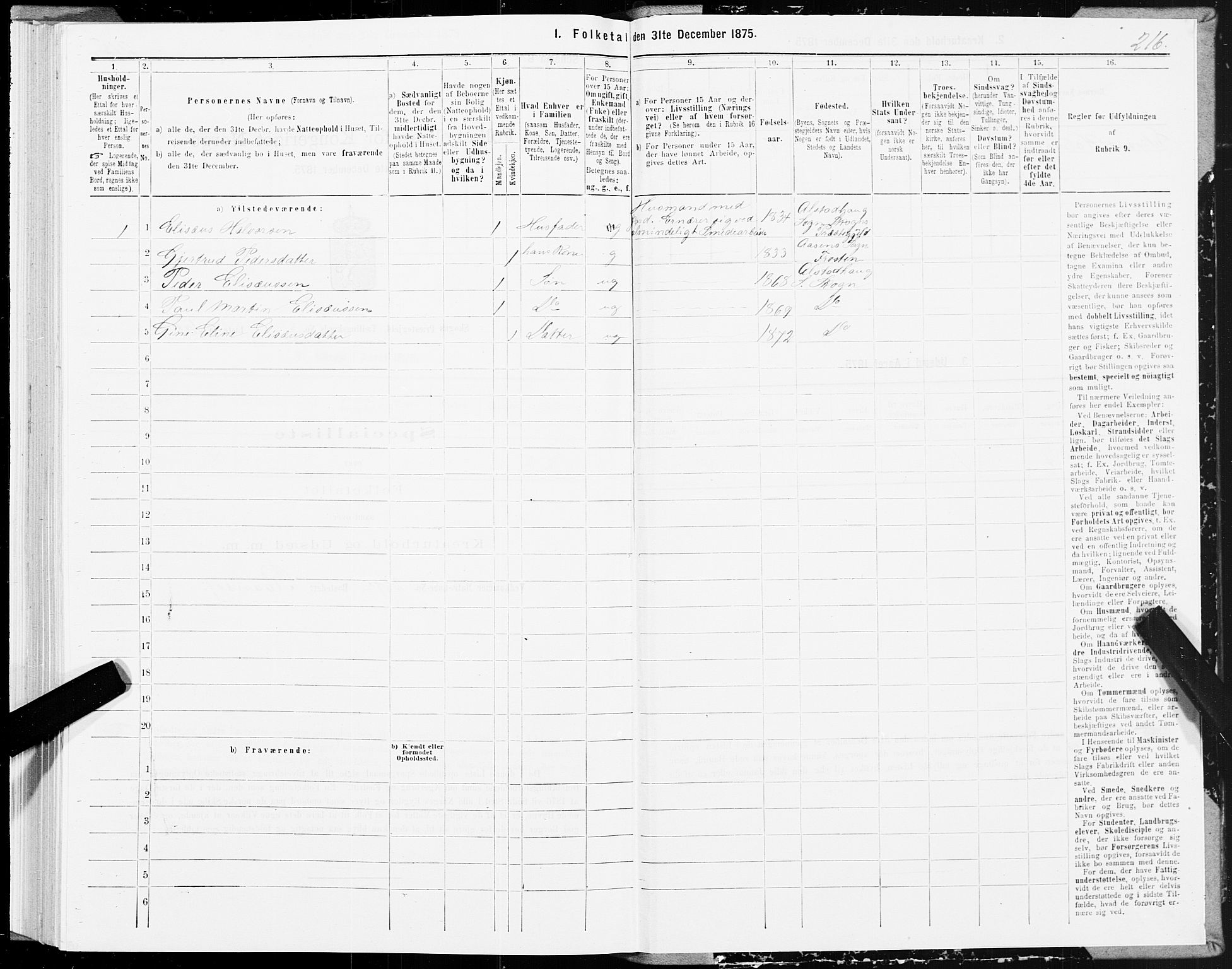 SAT, 1875 census for 1719P Skogn, 1875, p. 3216