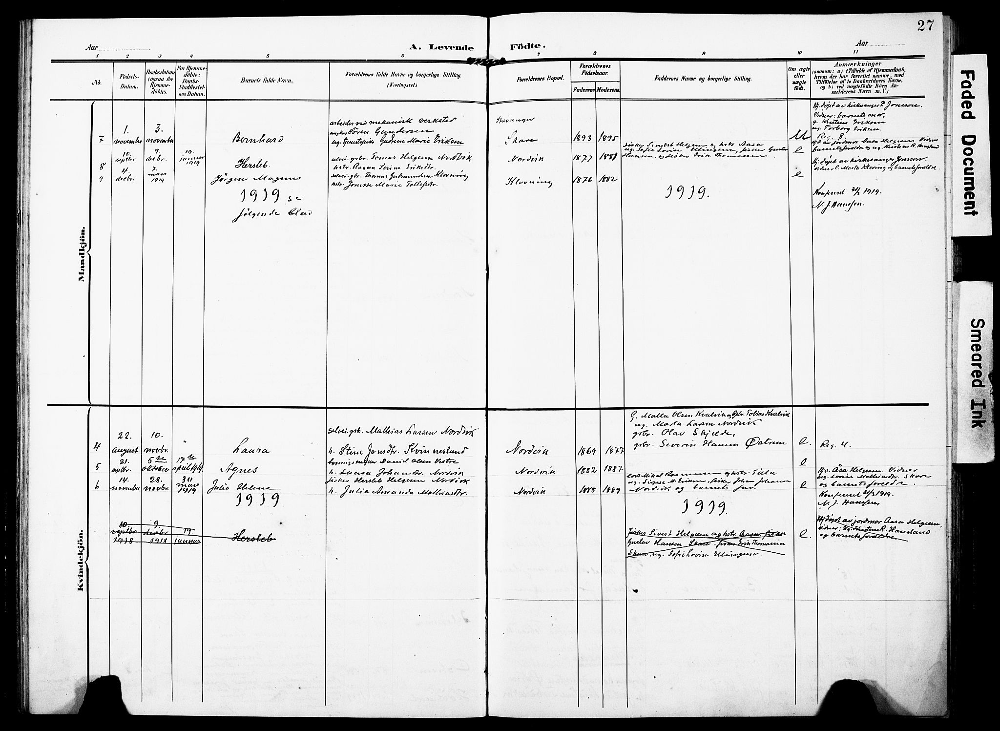 Torvastad sokneprestkontor, AV/SAST-A -101857/H/Ha/Haa/L0018: Parish register (official) no. A 17, 1903-1925, p. 27