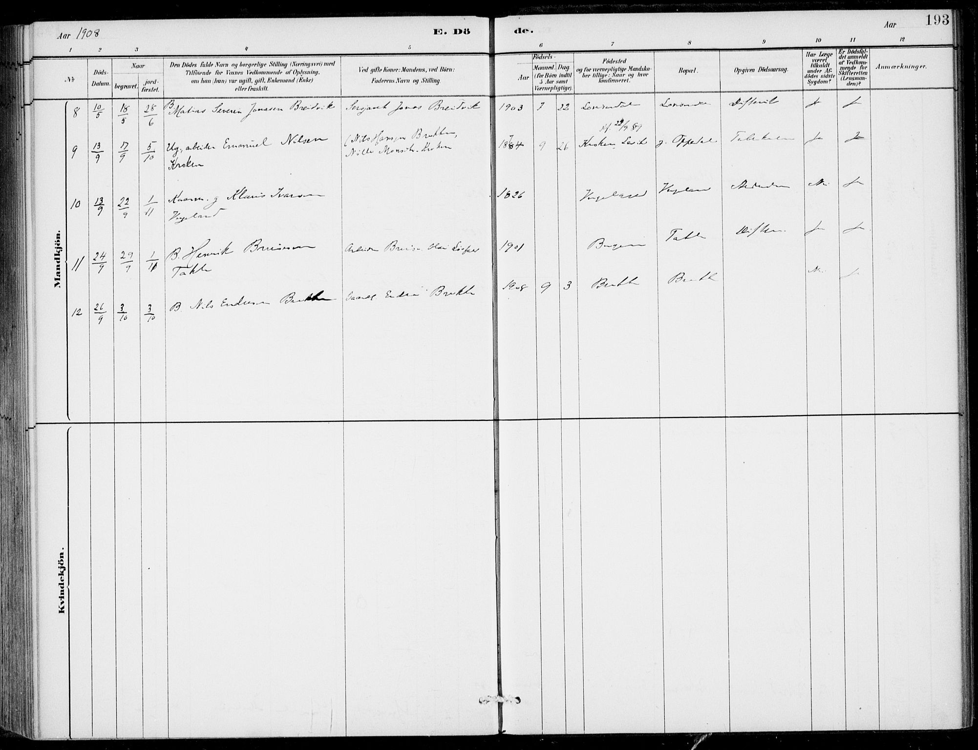 Gulen sokneprestembete, SAB/A-80201/H/Haa/Haac/L0002: Parish register (official) no. C  2, 1882-1914, p. 193