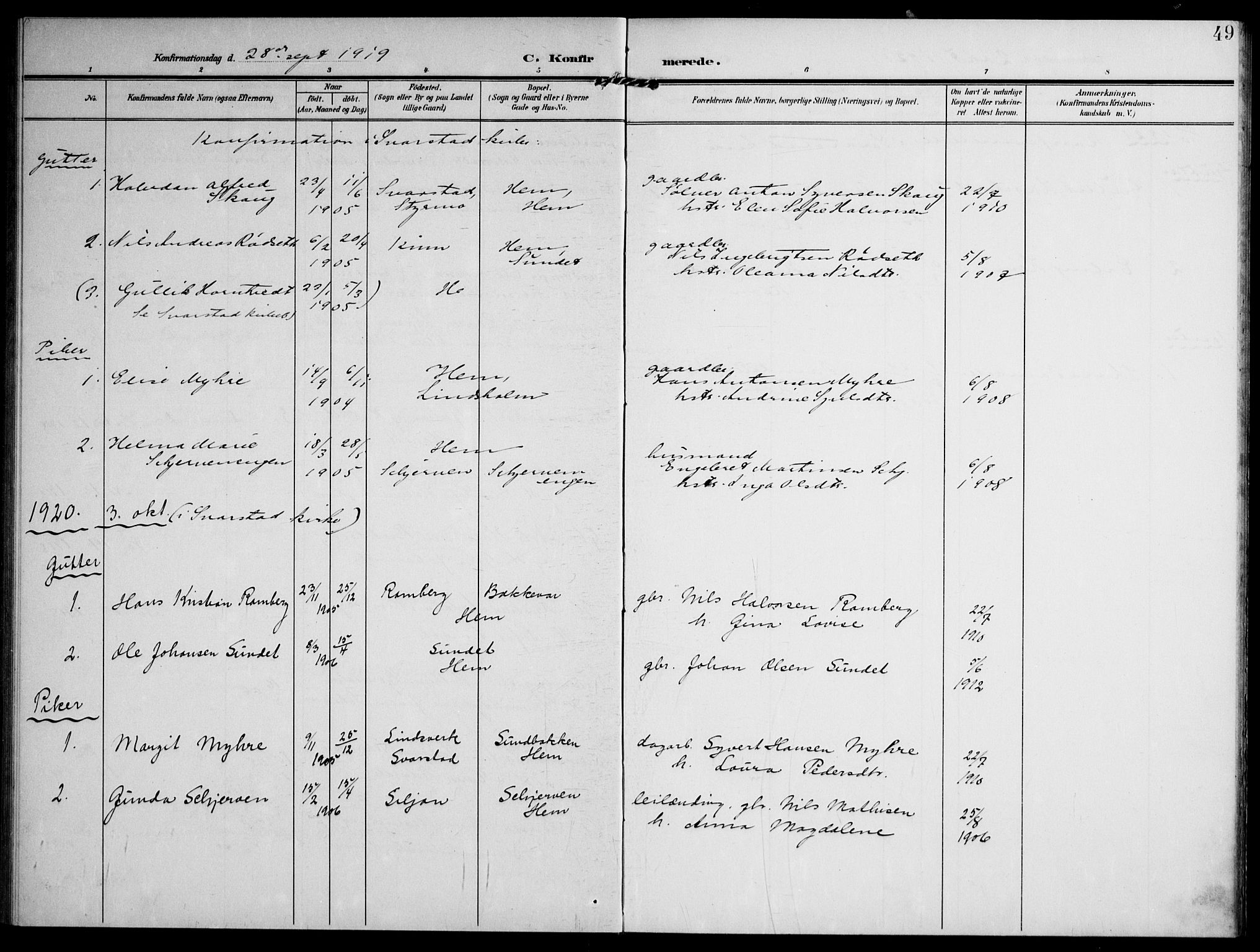 Lardal kirkebøker, AV/SAKO-A-350/F/Fc/L0002: Parish register (official) no. III 2, 1907-1921, p. 49